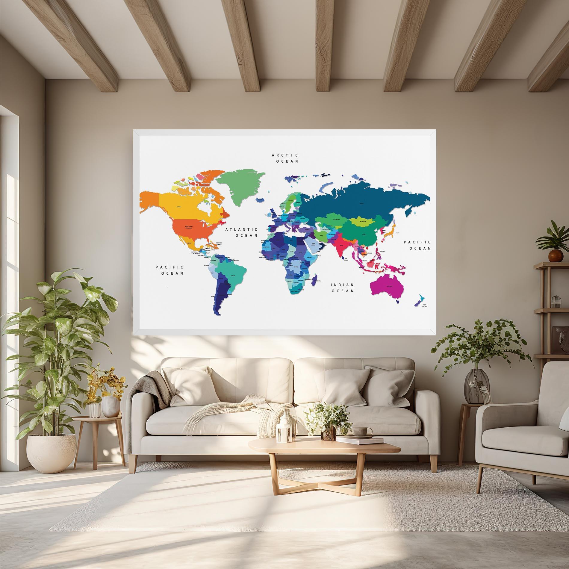 Tablou Canvas Colored Continents Map mockup 6