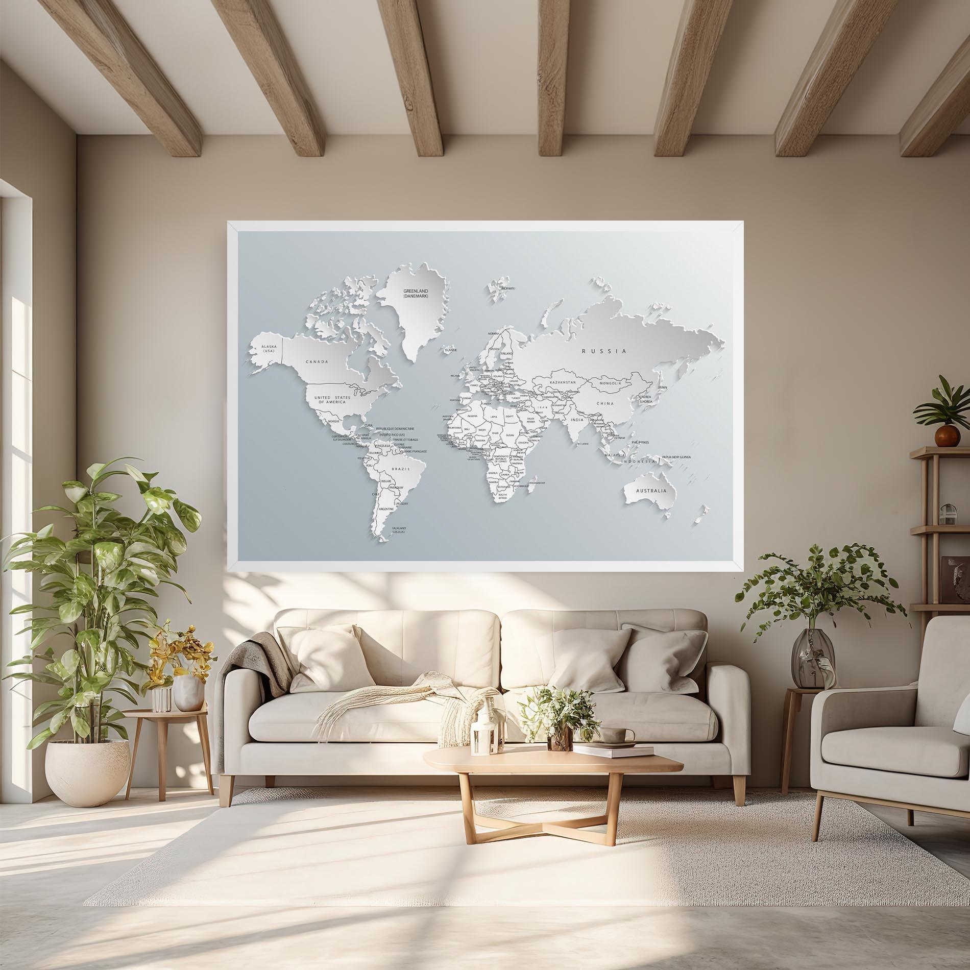 Tablou Canvas Grey White Map mockup 6