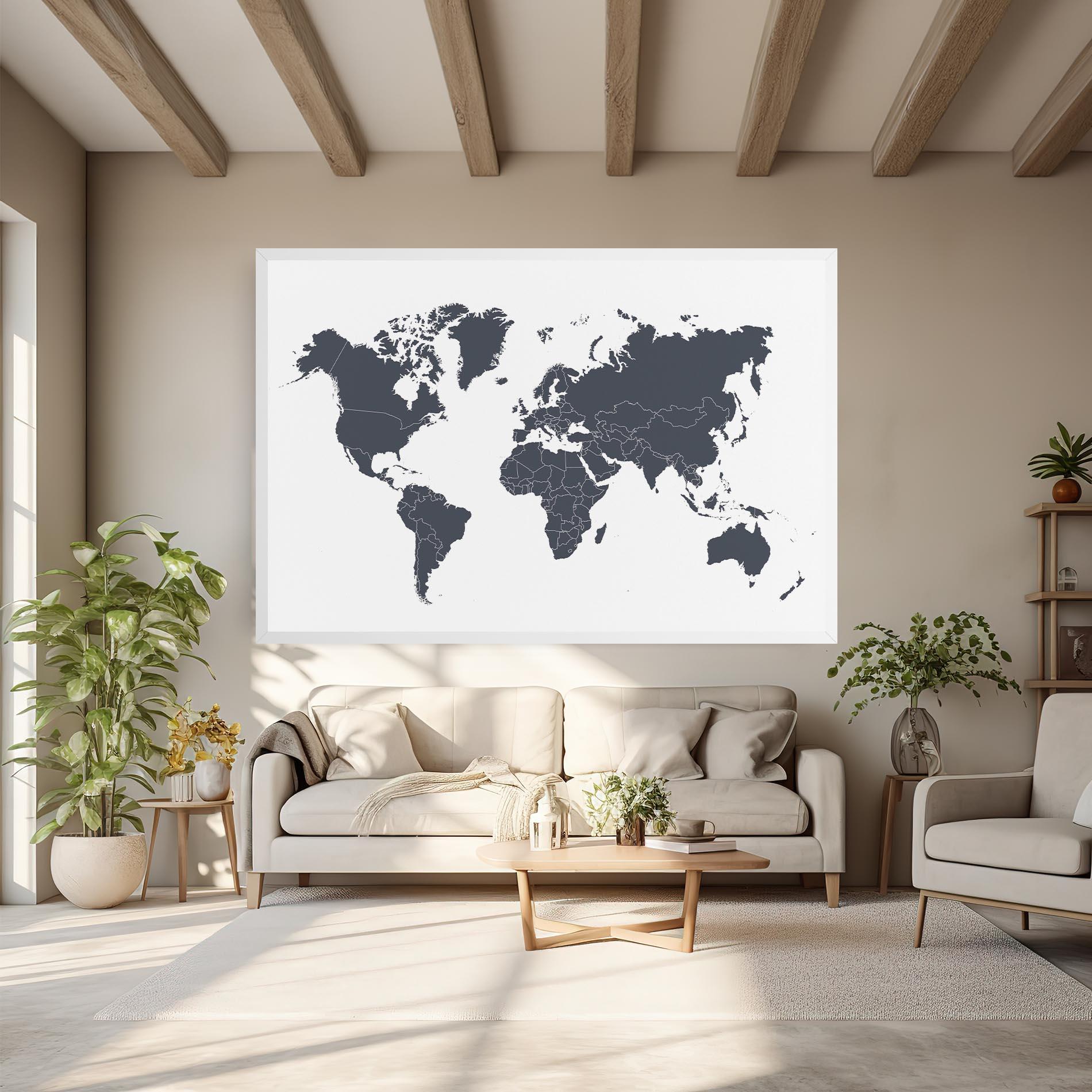 Tablou Canvas World Grey Map mockup 6