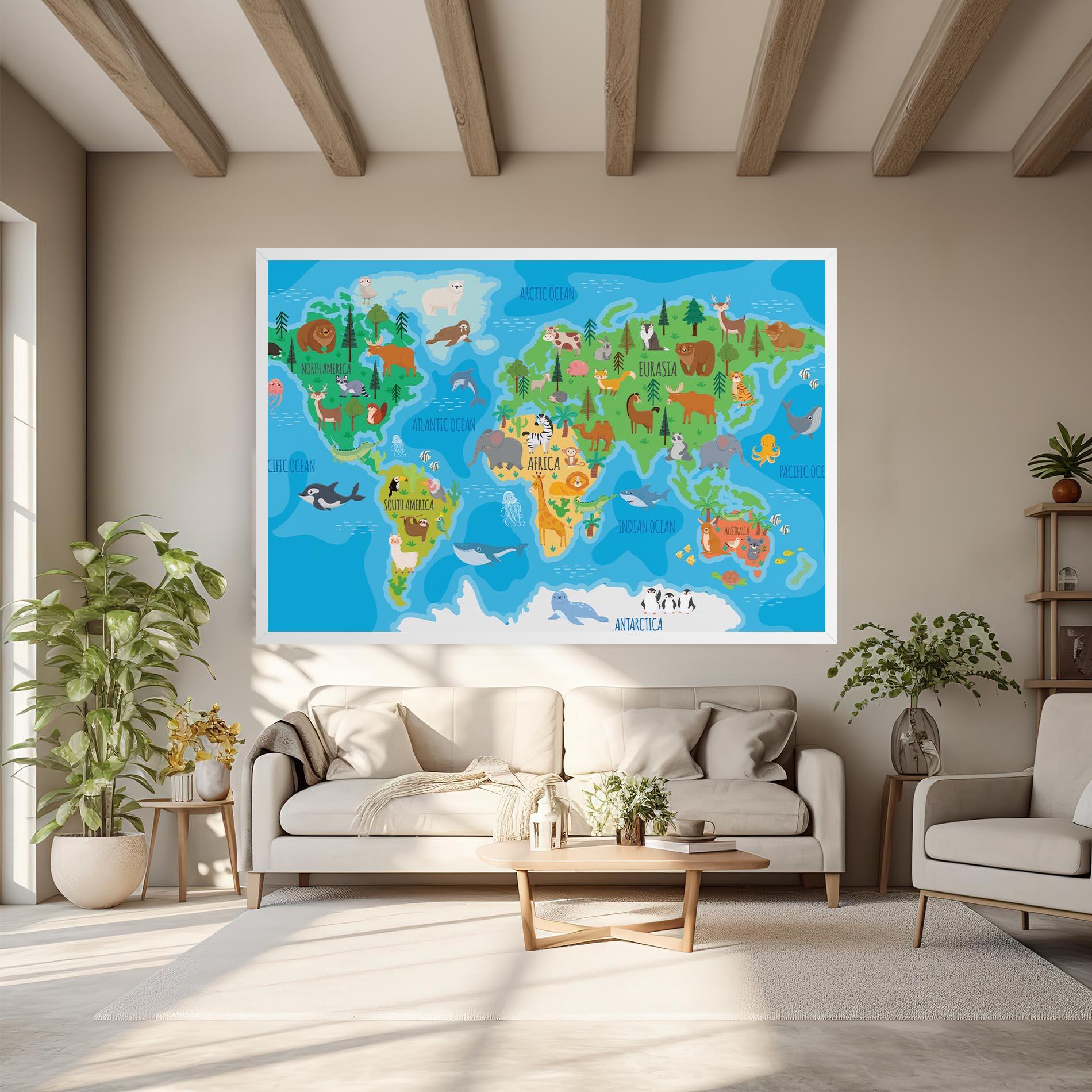 Tablou Canvas Worldwide Kids Map mockup 6