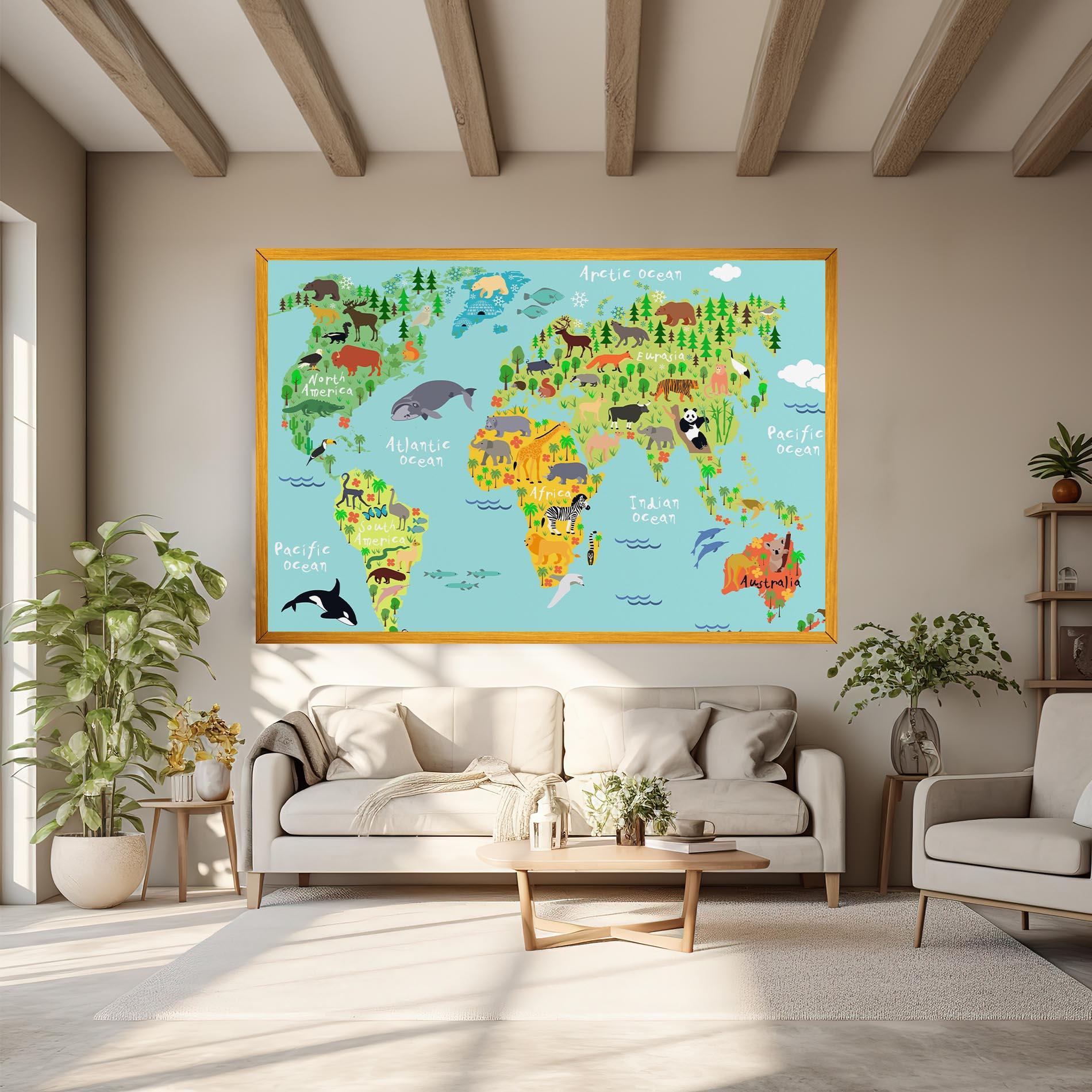 Tablou Canvas Animal World Map mockup 6