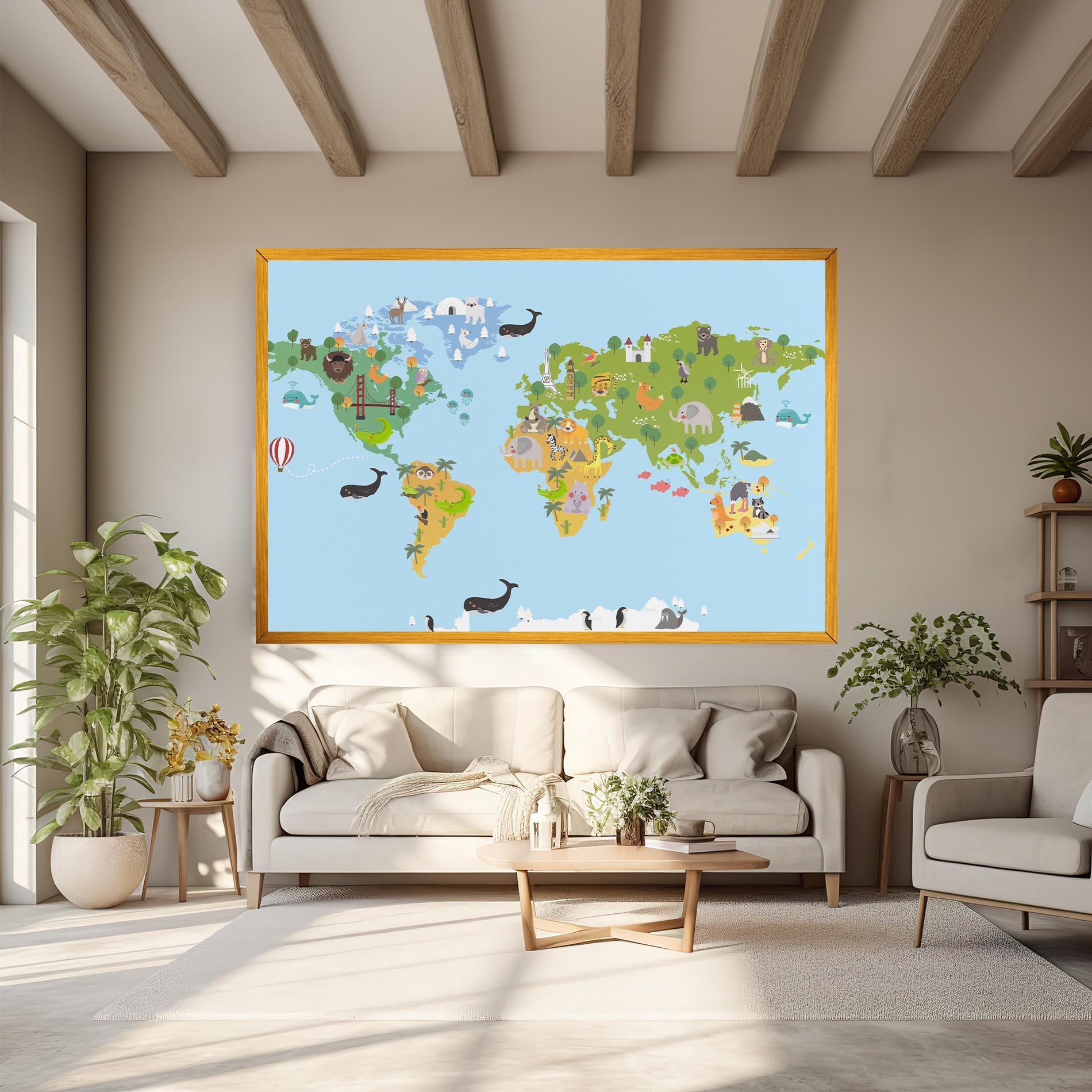 Tablou Canvas Animals Cute Map mockup 6