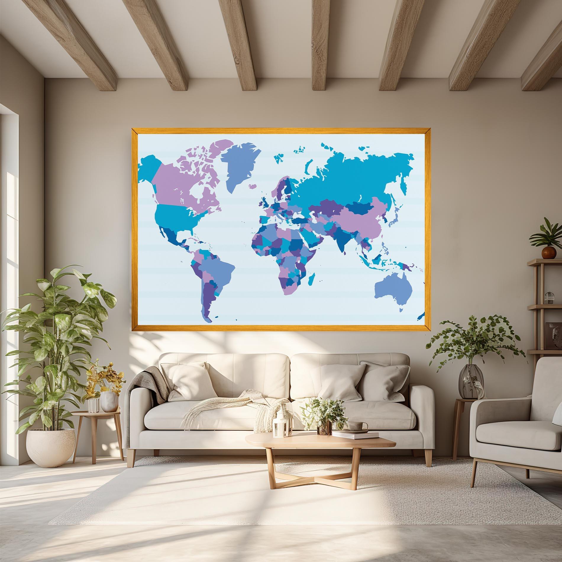 Tablou Canvas Blue Purple Map mockup 6
