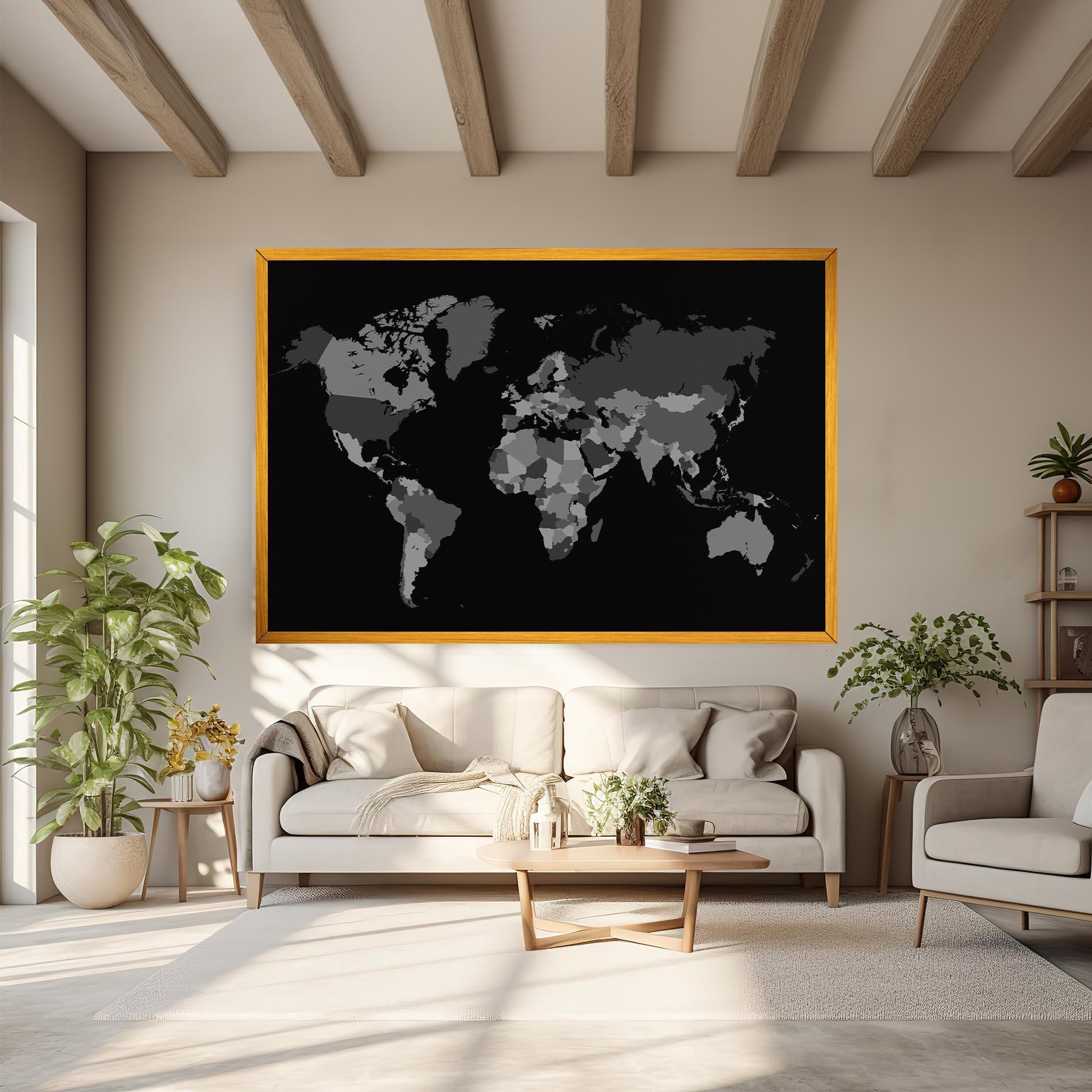 Tablou Canvas Grey Map World mockup 6