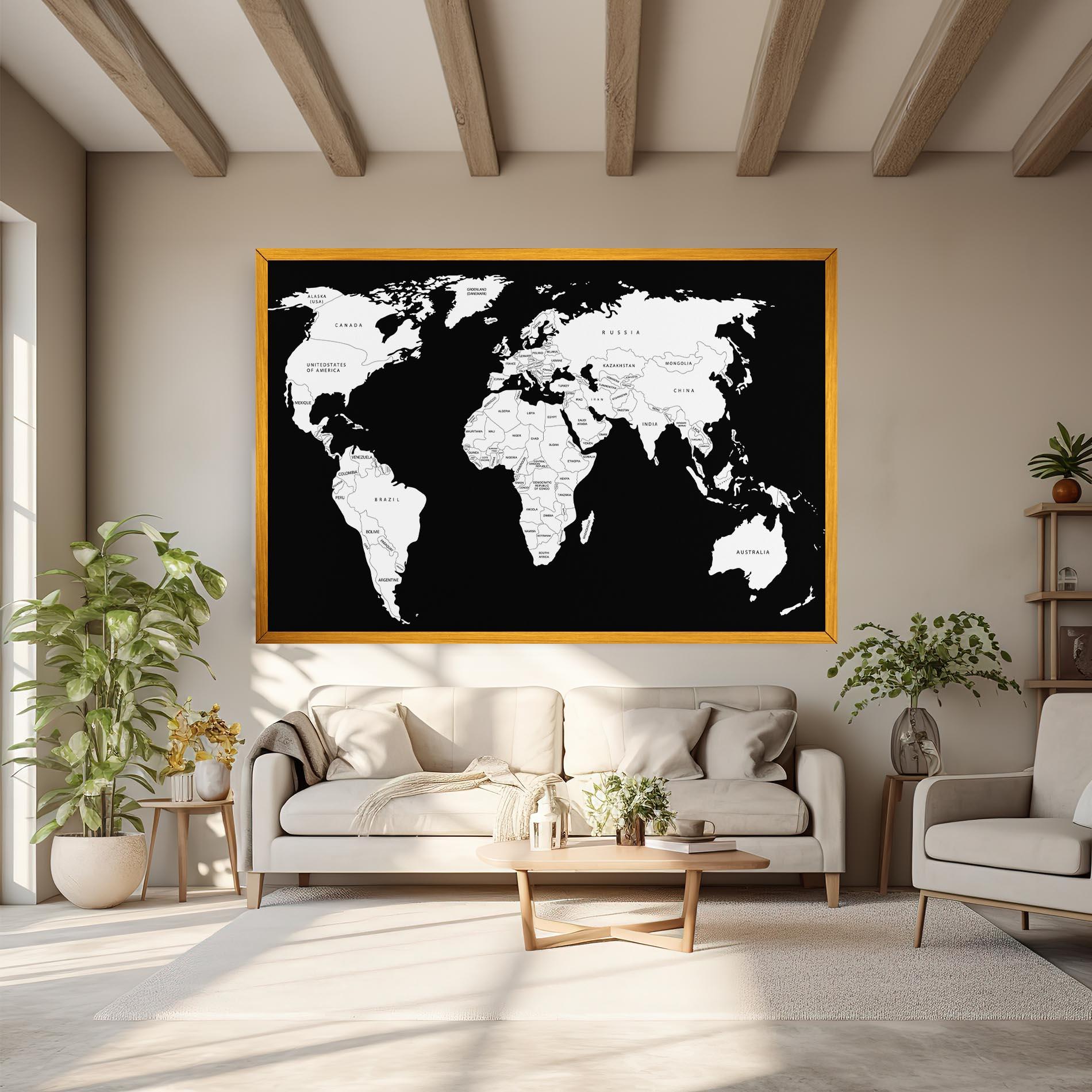 Tablou Canvas White World Map mockup 6