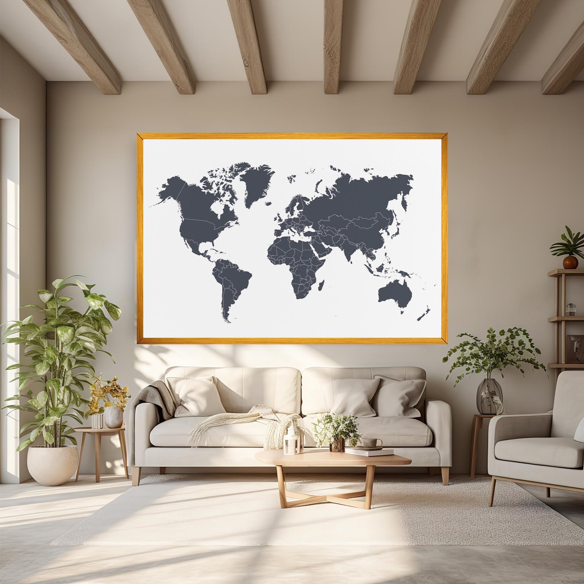 Tablou Canvas World Grey Map mockup 6