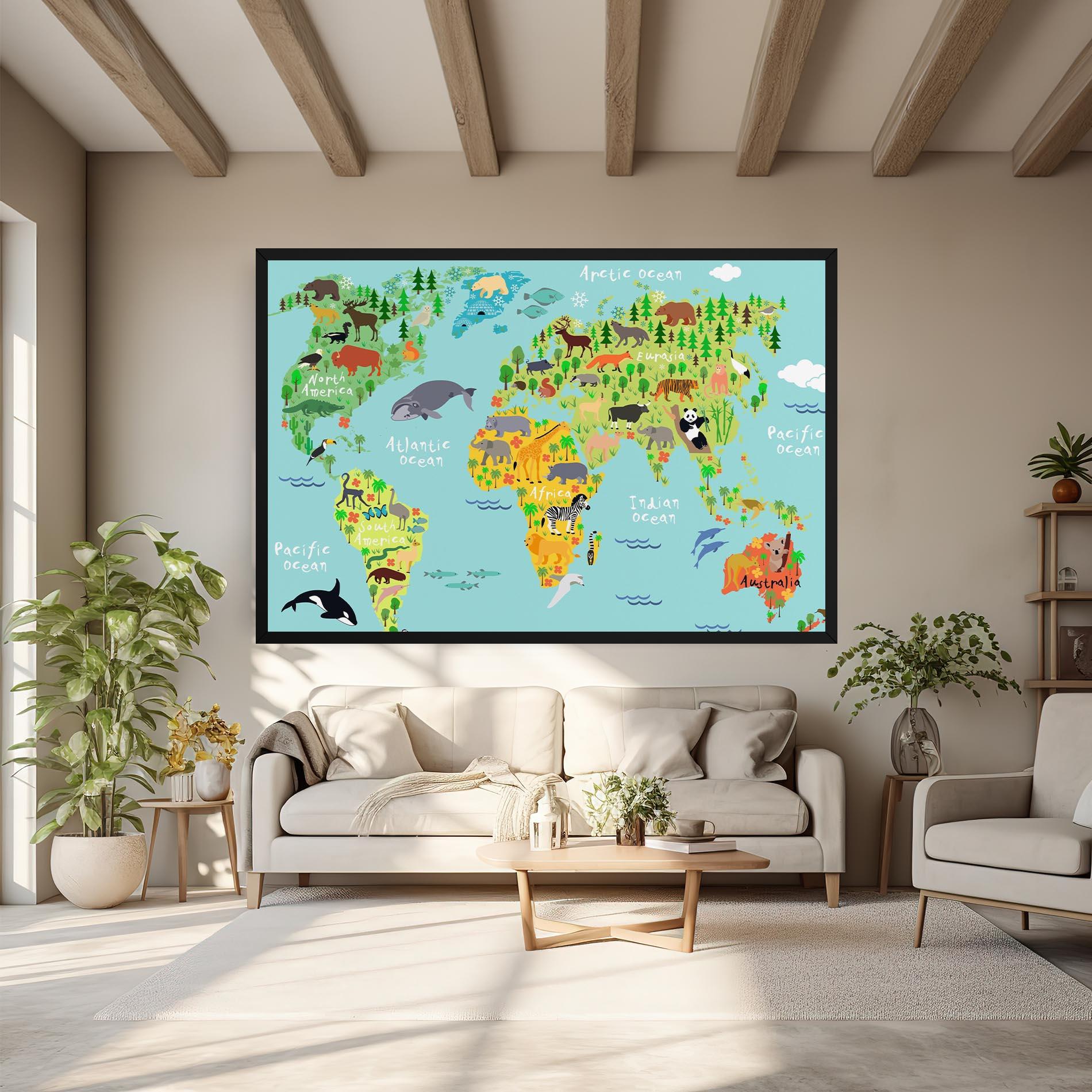 Tablou Canvas Animal World Map mockup 6