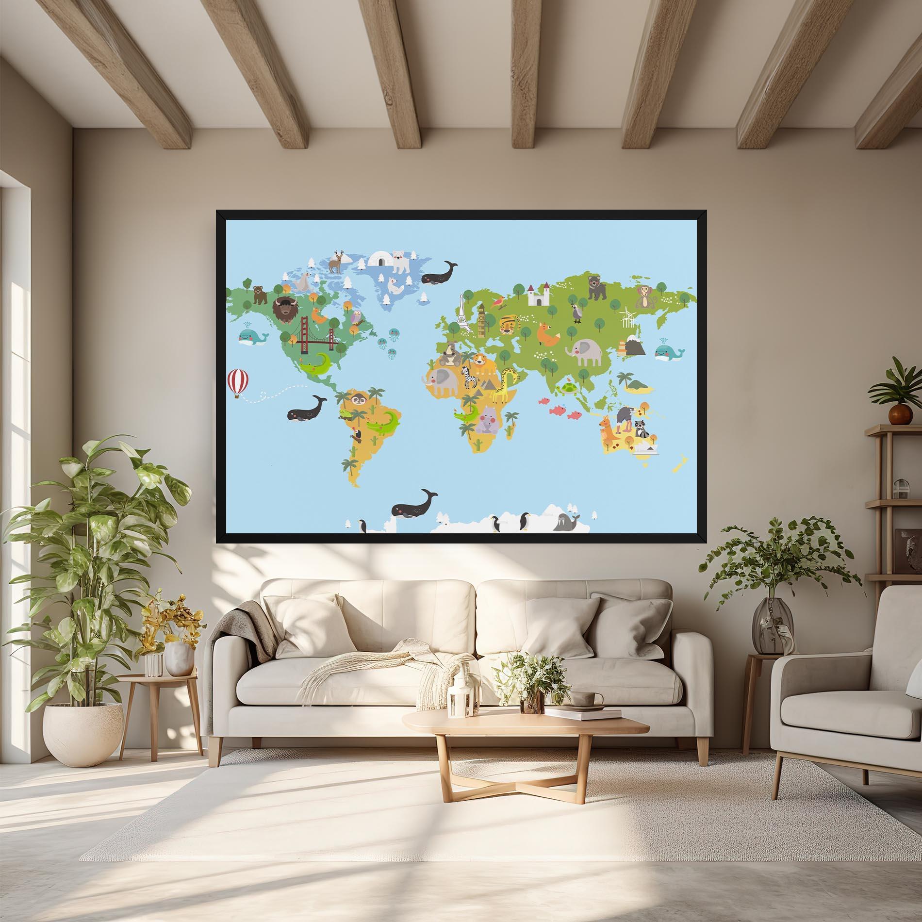 Tablou Canvas Animals Cute Map mockup 6