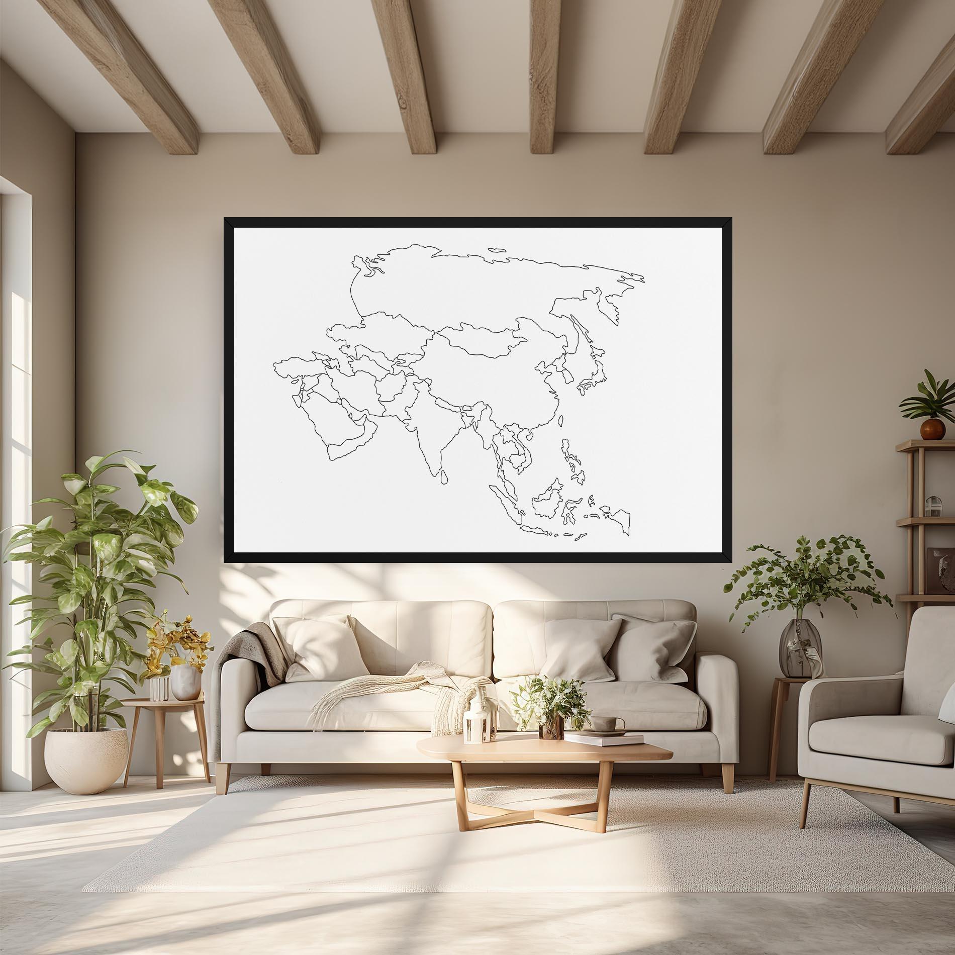 Tablou Canvas Asia Map Line mockup 6