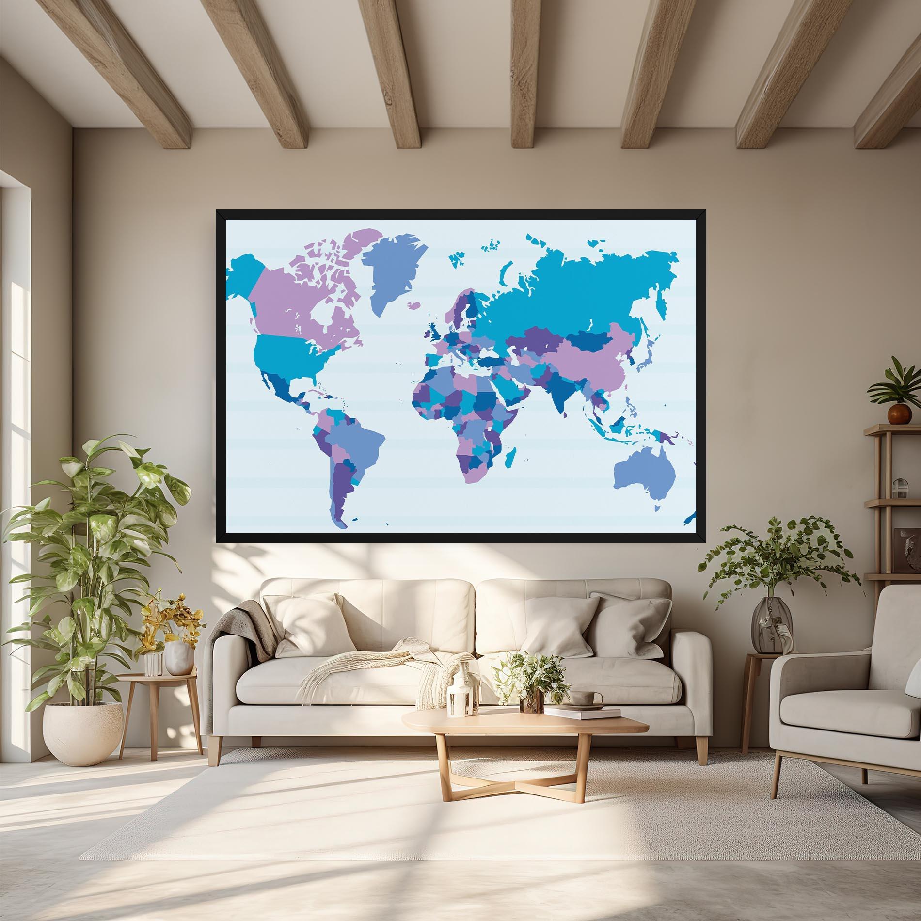 Tablou Canvas Blue Purple Map mockup 6
