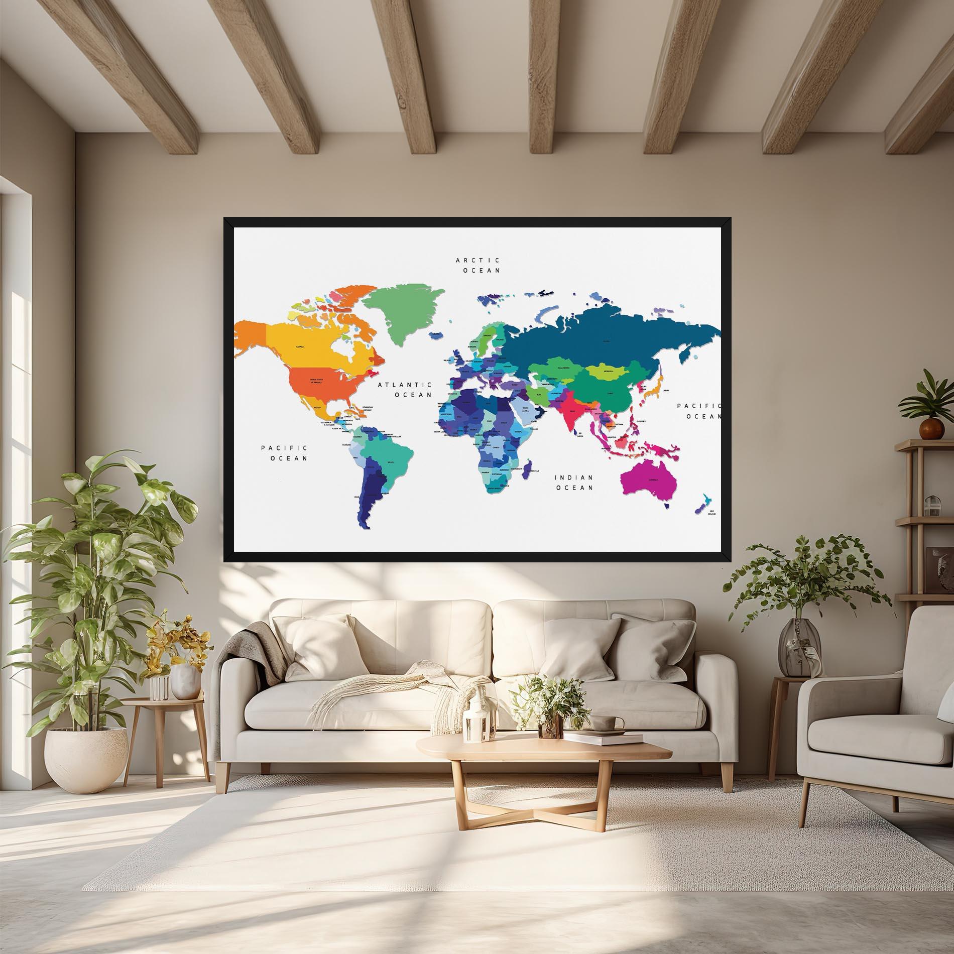 Tablou Canvas Colored Continents Map mockup 6