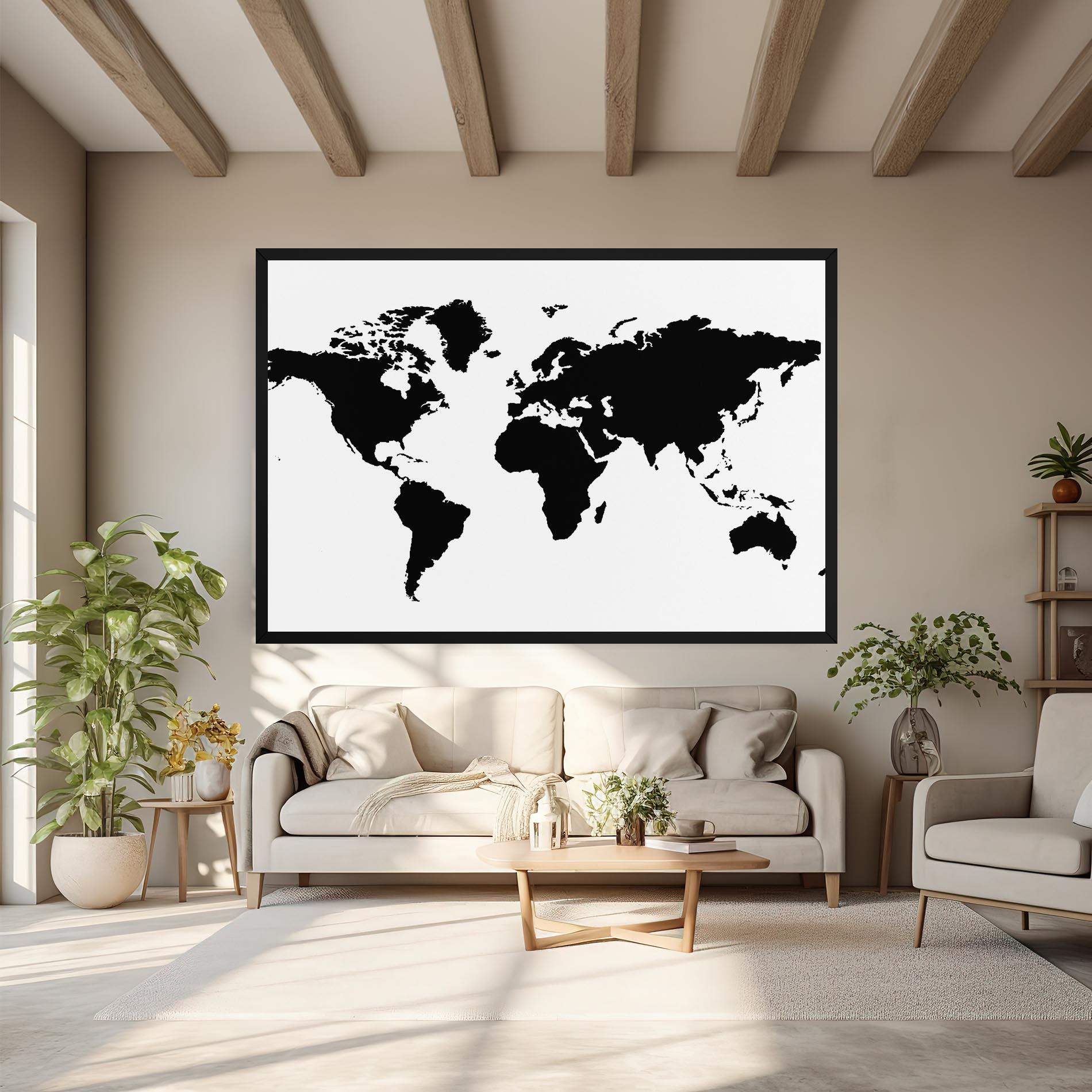 Tablou Canvas Global Black Map mockup 6