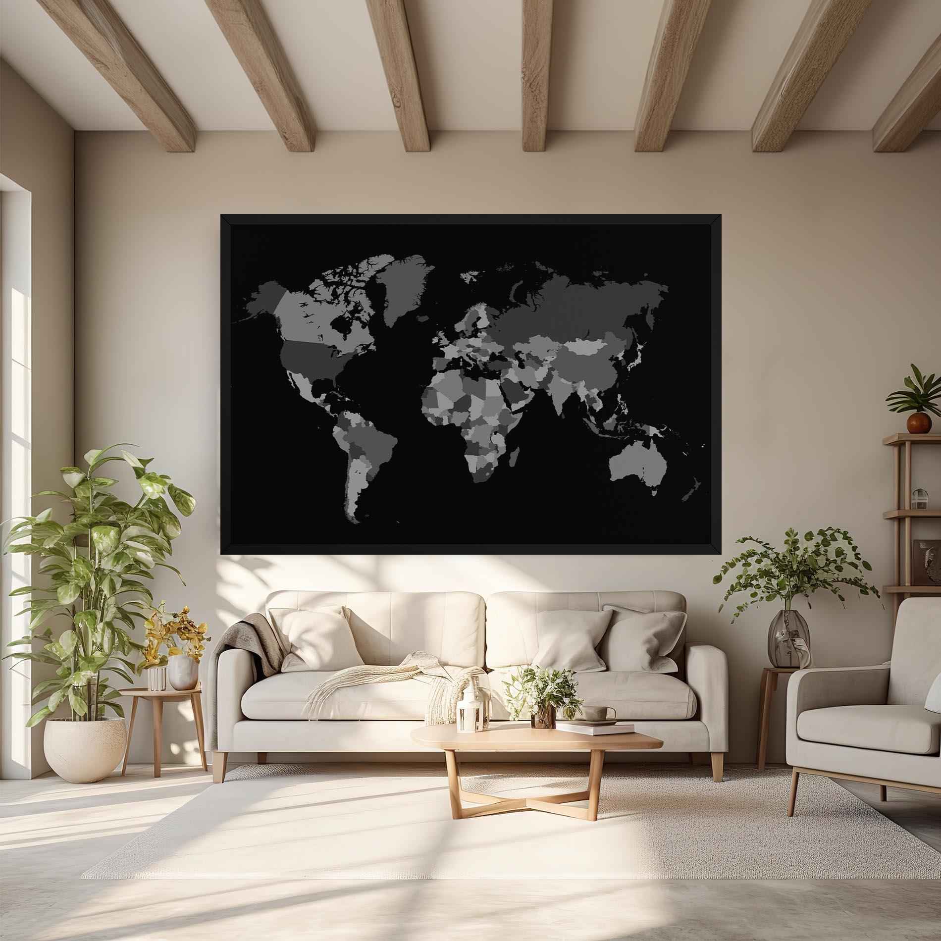 Tablou Canvas Grey Map World mockup 6