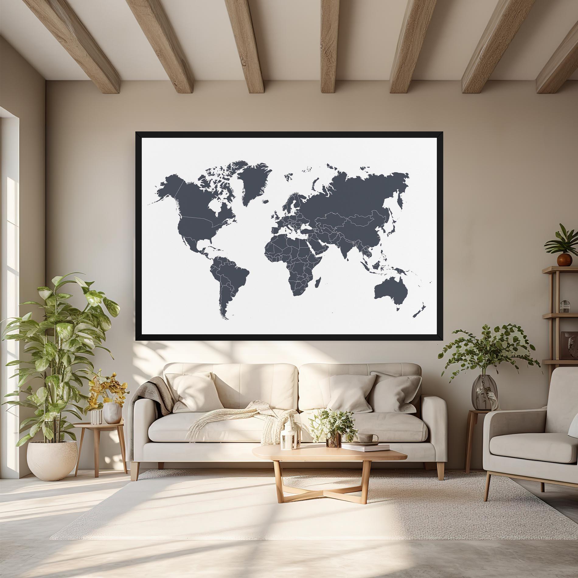 Tablou Canvas World Grey Map mockup 6