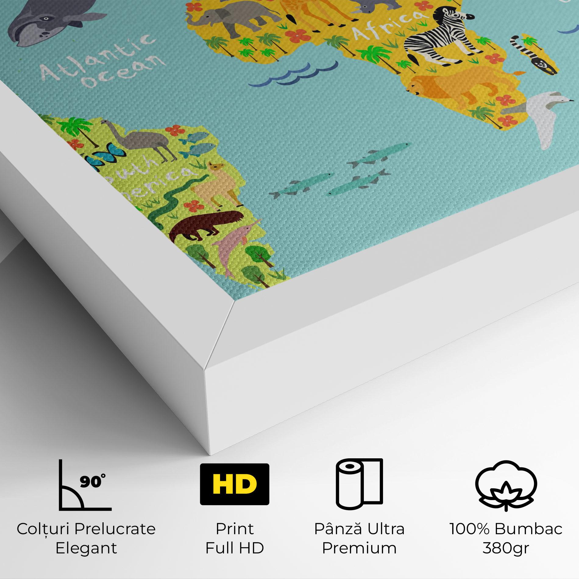 Tablou Canvas Animal World Map mockup 4
