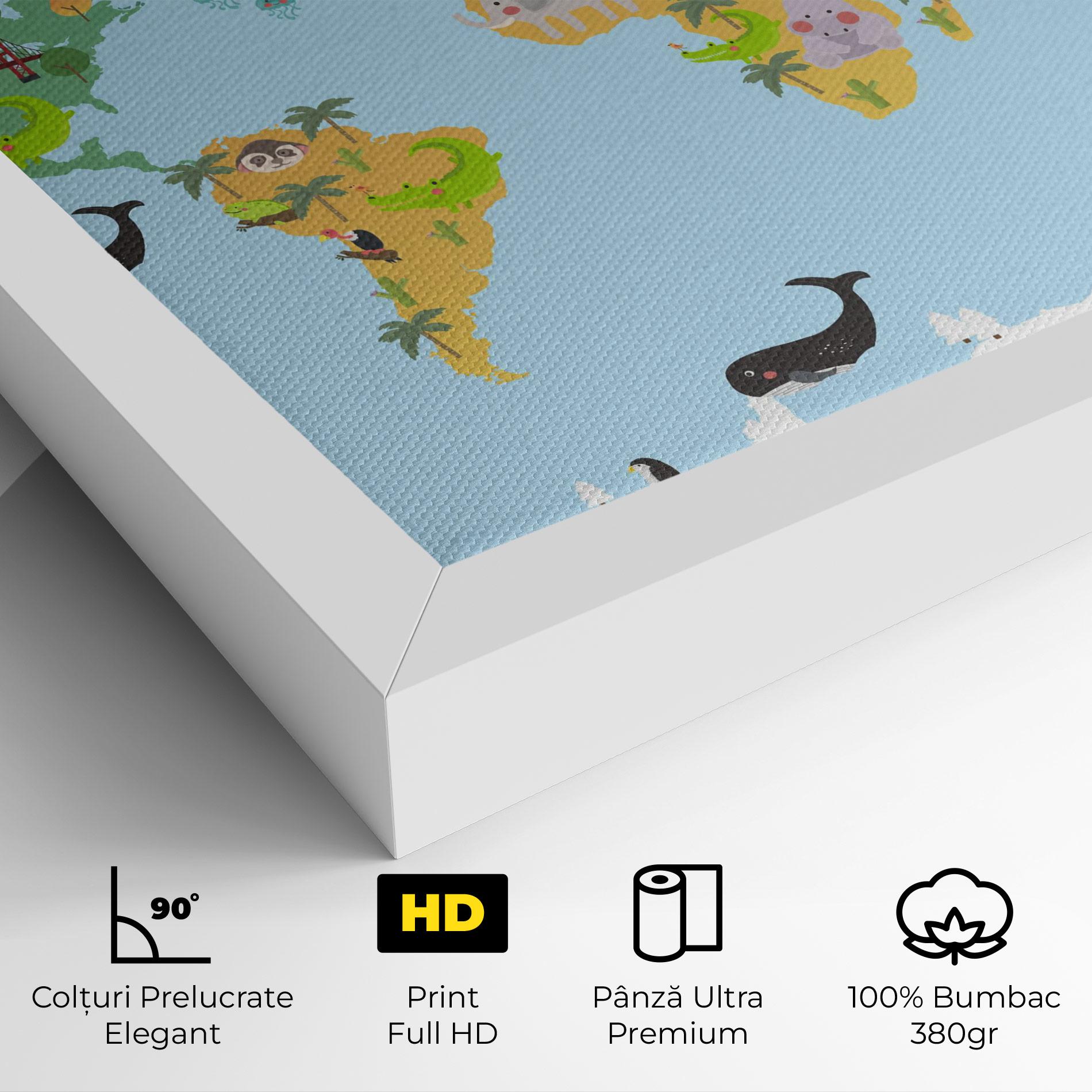 Tablou Canvas Animals Cute Map mockup 4