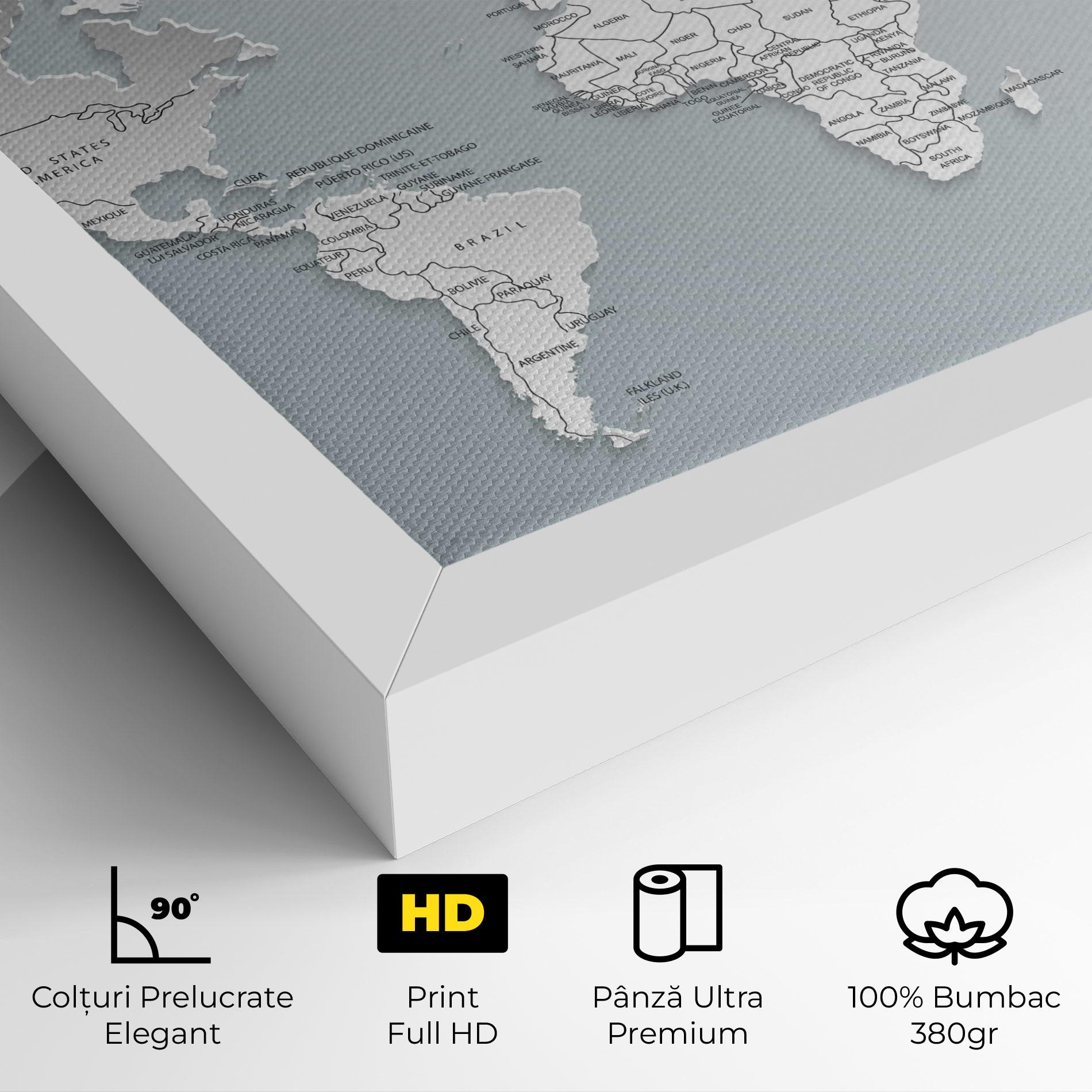 Tablou Canvas Grey White Map mockup 4