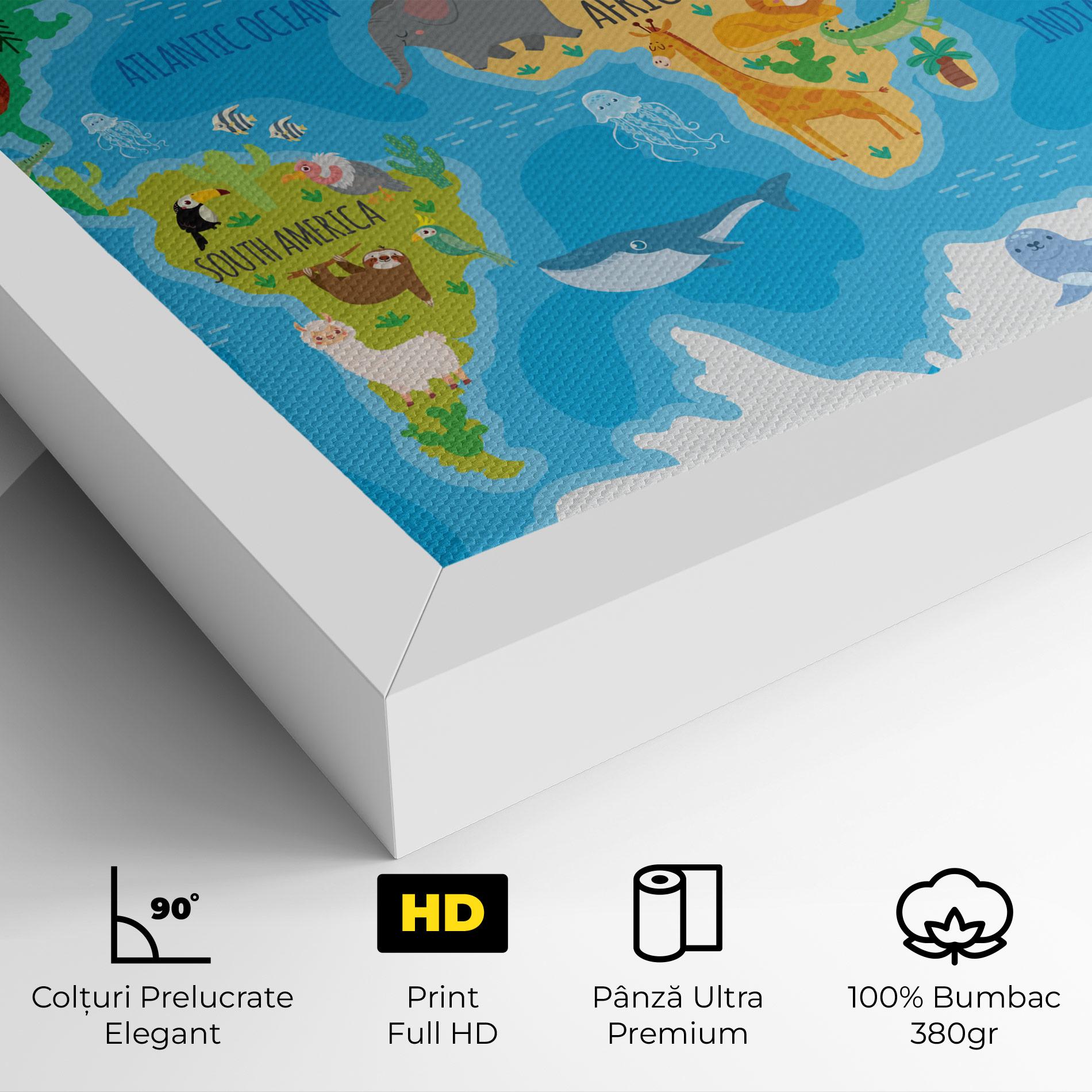 Tablou Canvas Worldwide Kids Map mockup 4