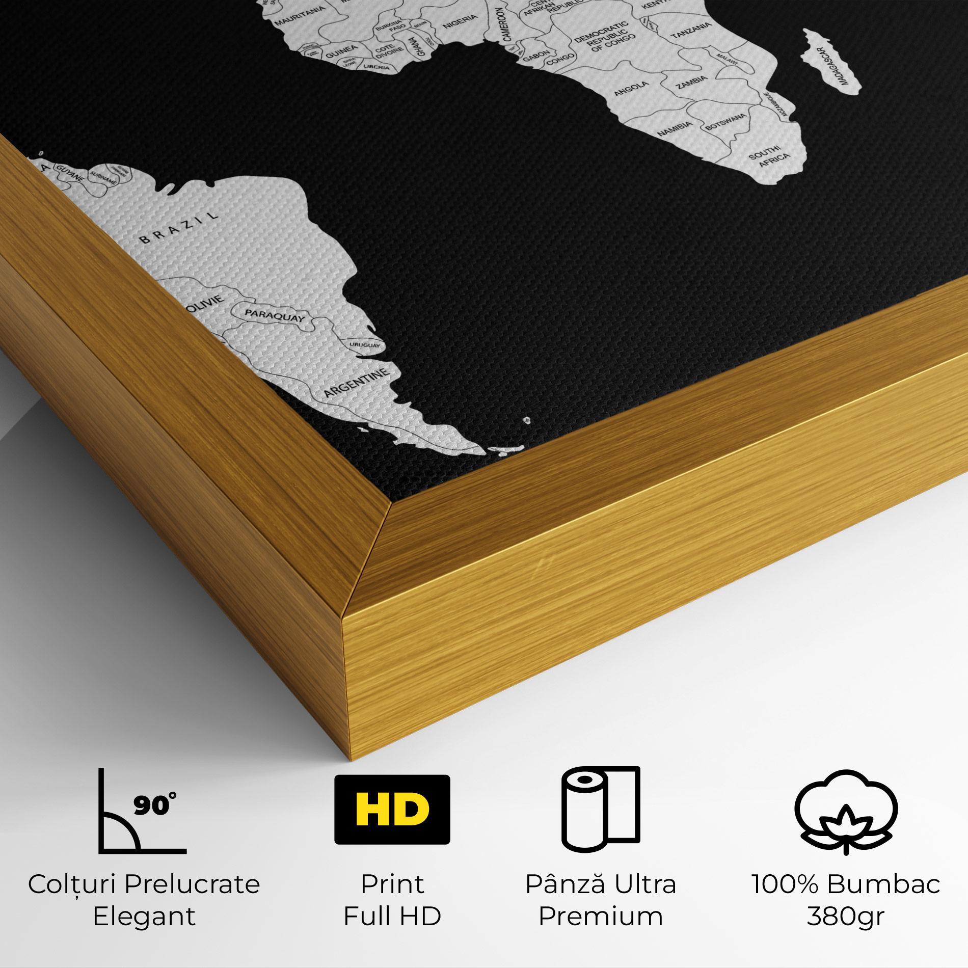 Tablou Canvas White World Map mockup 4