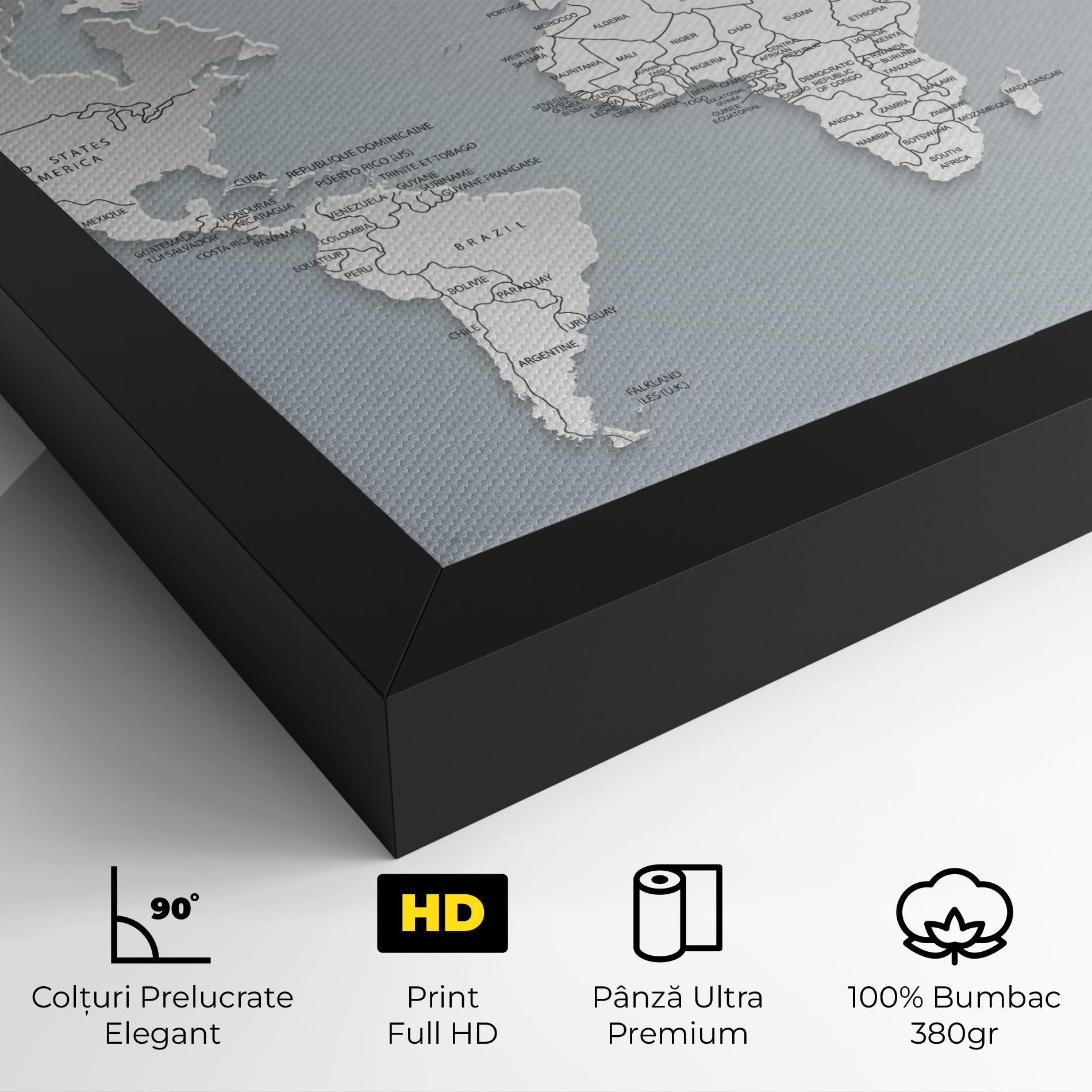 Tablou Canvas Grey White Map mockup 4