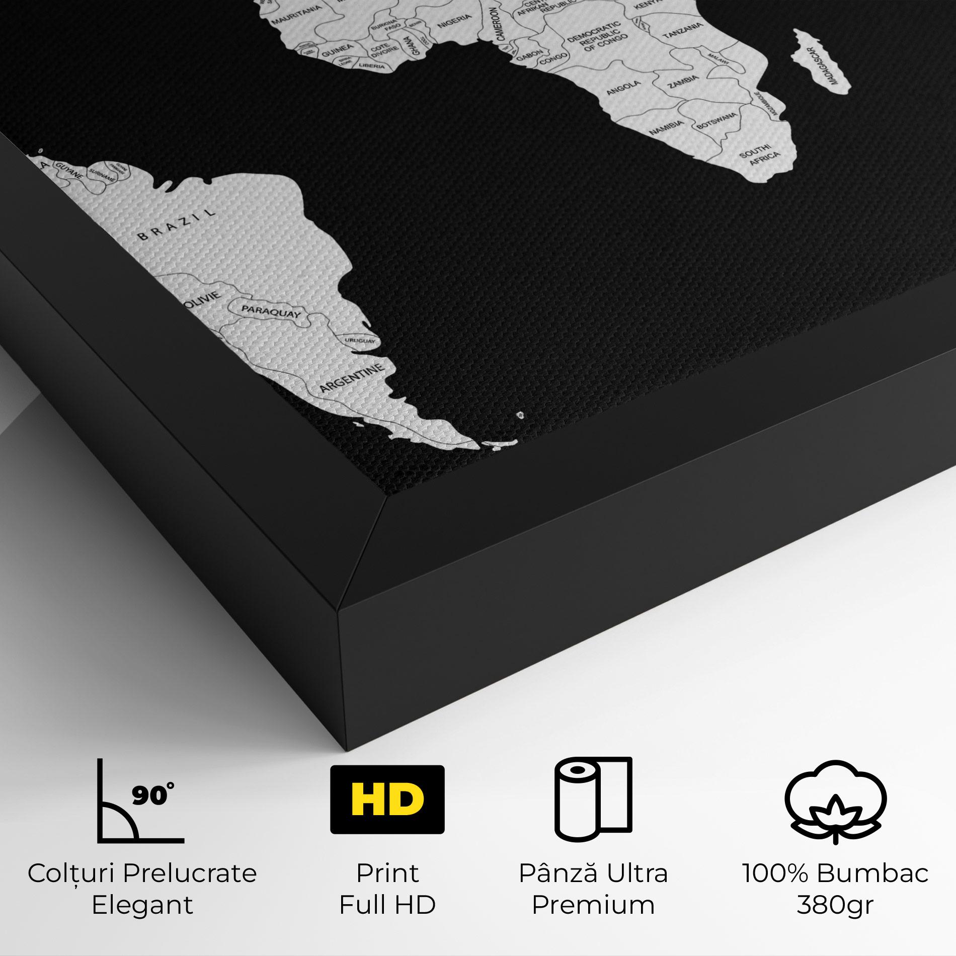 Tablou Canvas White World Map mockup 4