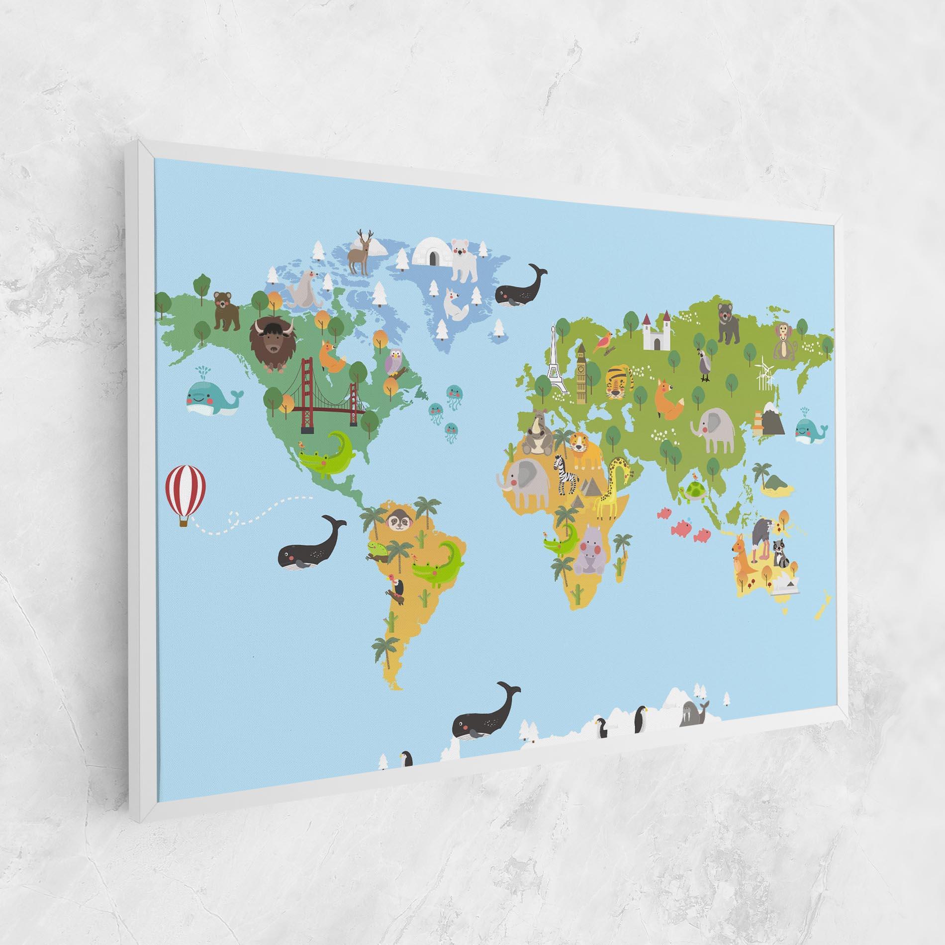 Tablou Canvas Animals Cute Map mockup 1