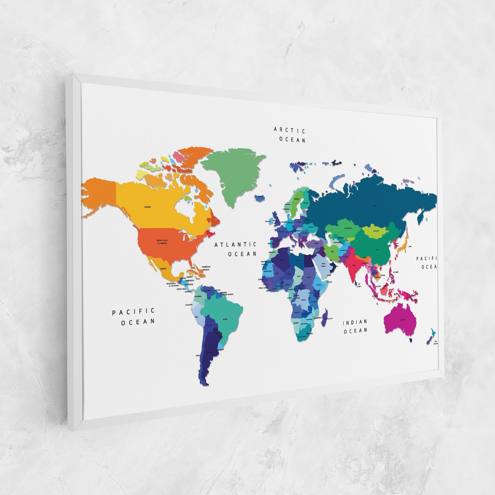 Tablou Canvas Colored Continents Map mockup 1
