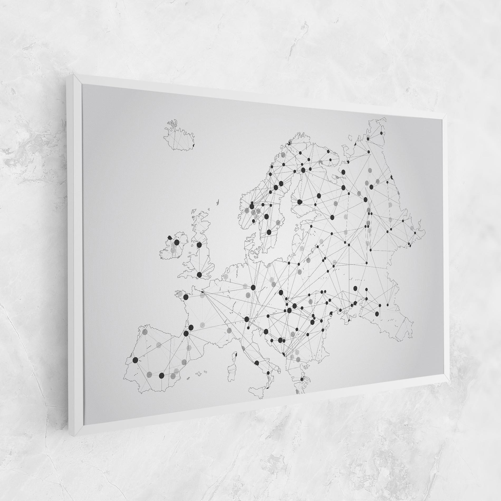 Tablou Canvas Europe Line Map mockup 1