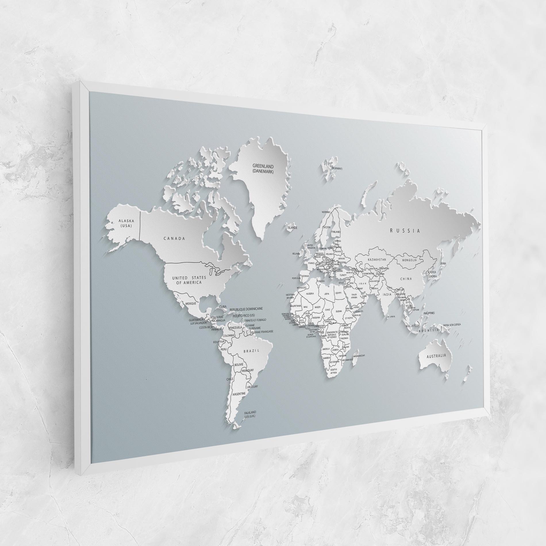 Tablou Canvas Grey White Map mockup 1