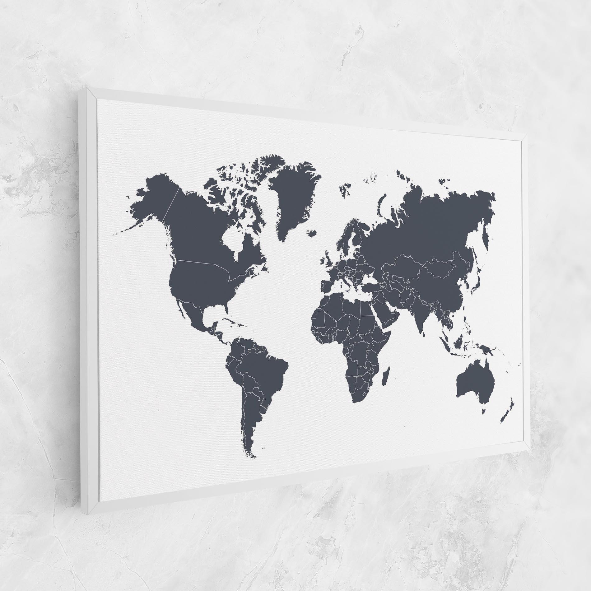 Tablou Canvas World Grey Map mockup 1