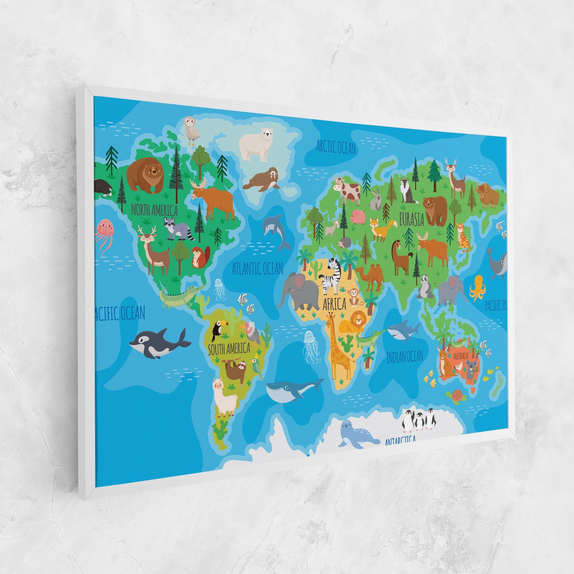 Tablou Canvas Worldwide Kids Map mockup 1