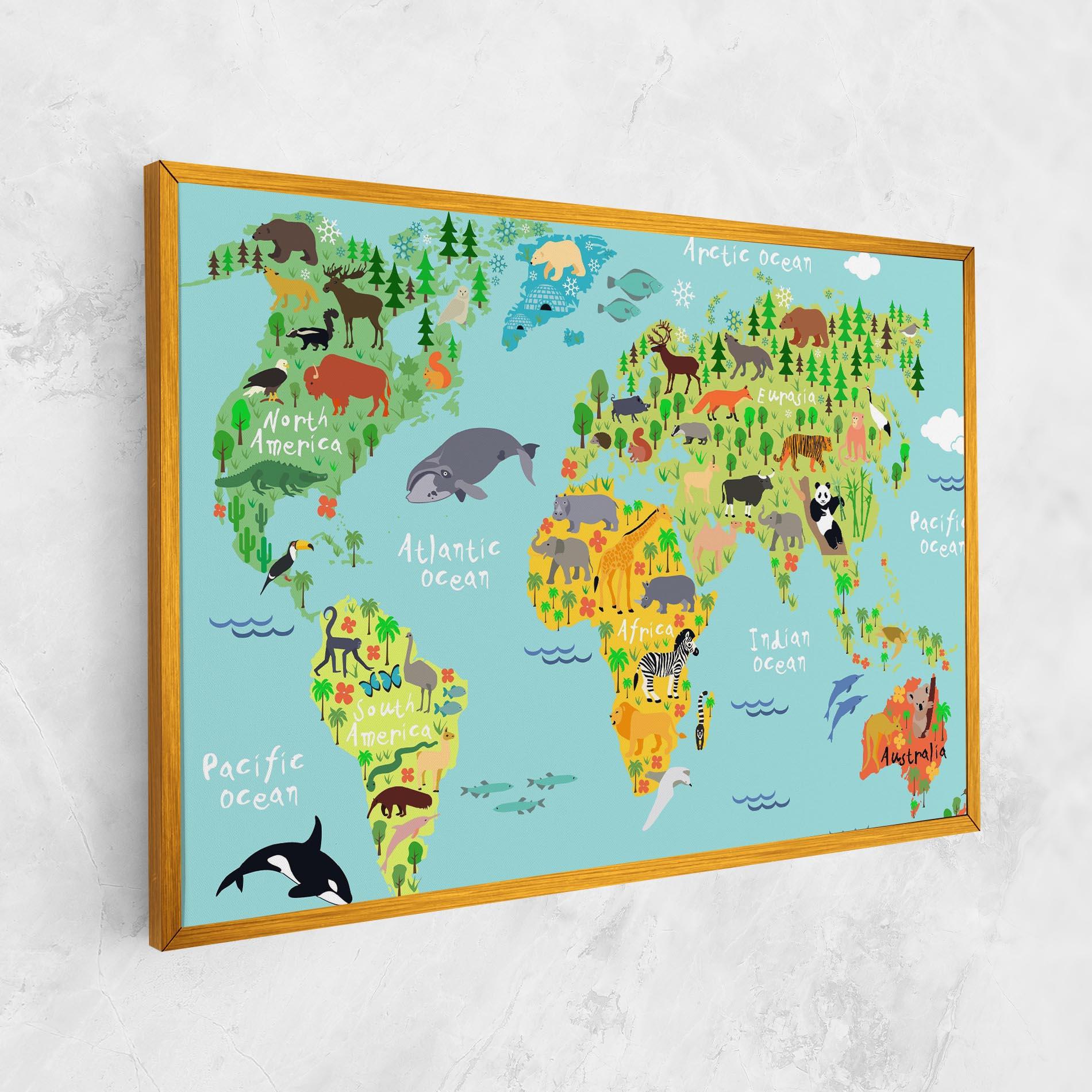 Tablou Canvas Animal World Map mockup 1