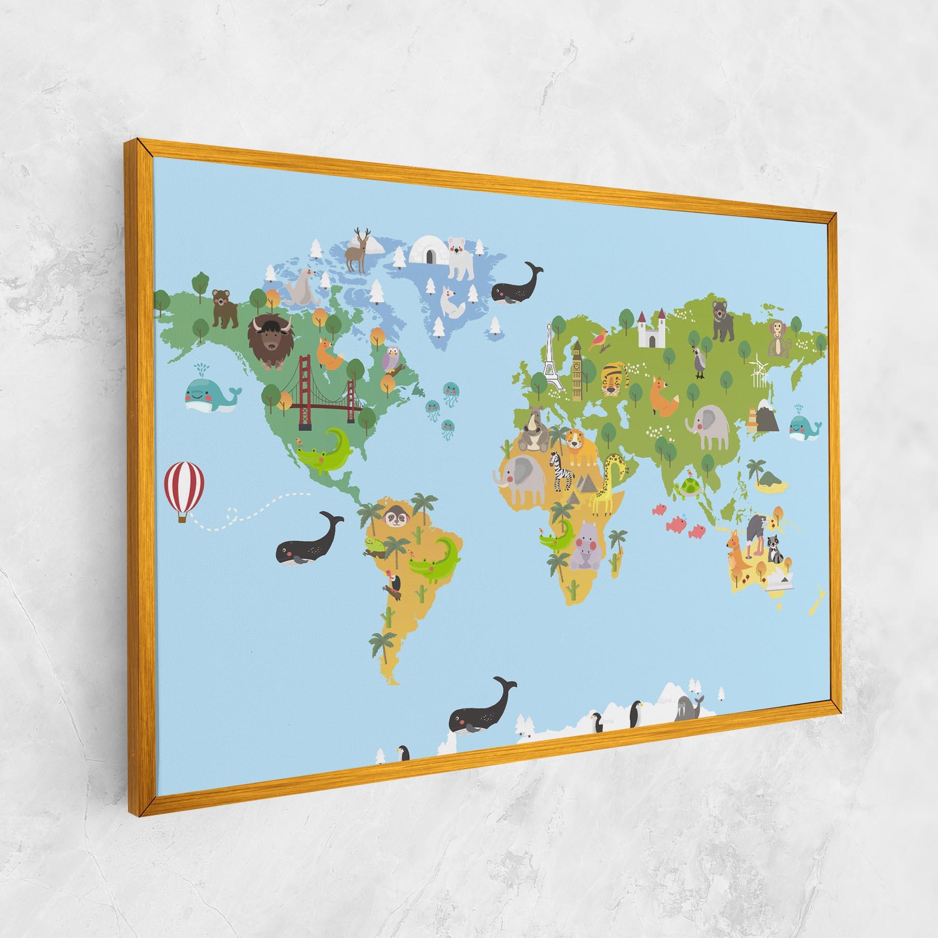 Tablou Canvas Animals Cute Map mockup 1