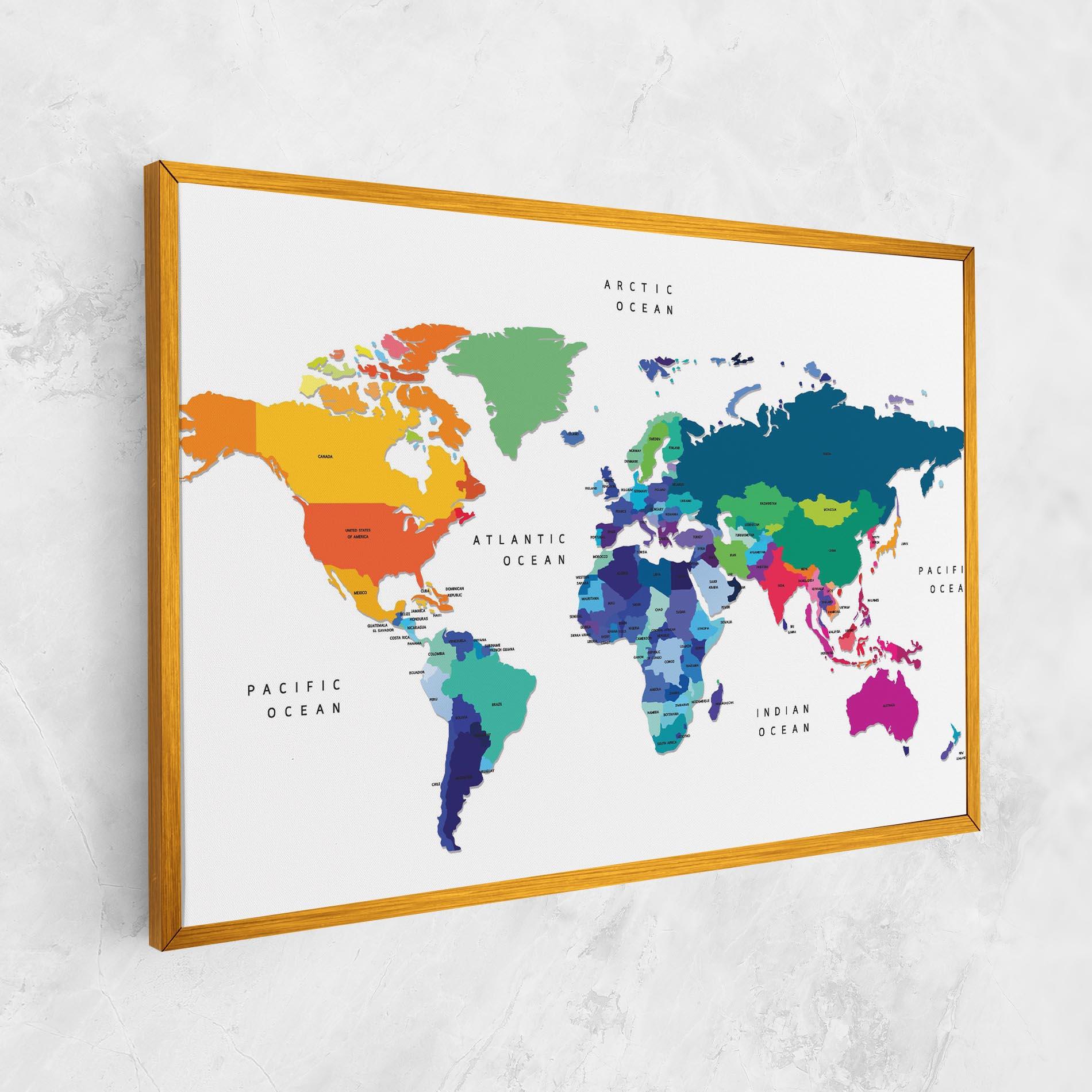 Tablou Canvas Colored Continents Map mockup 1