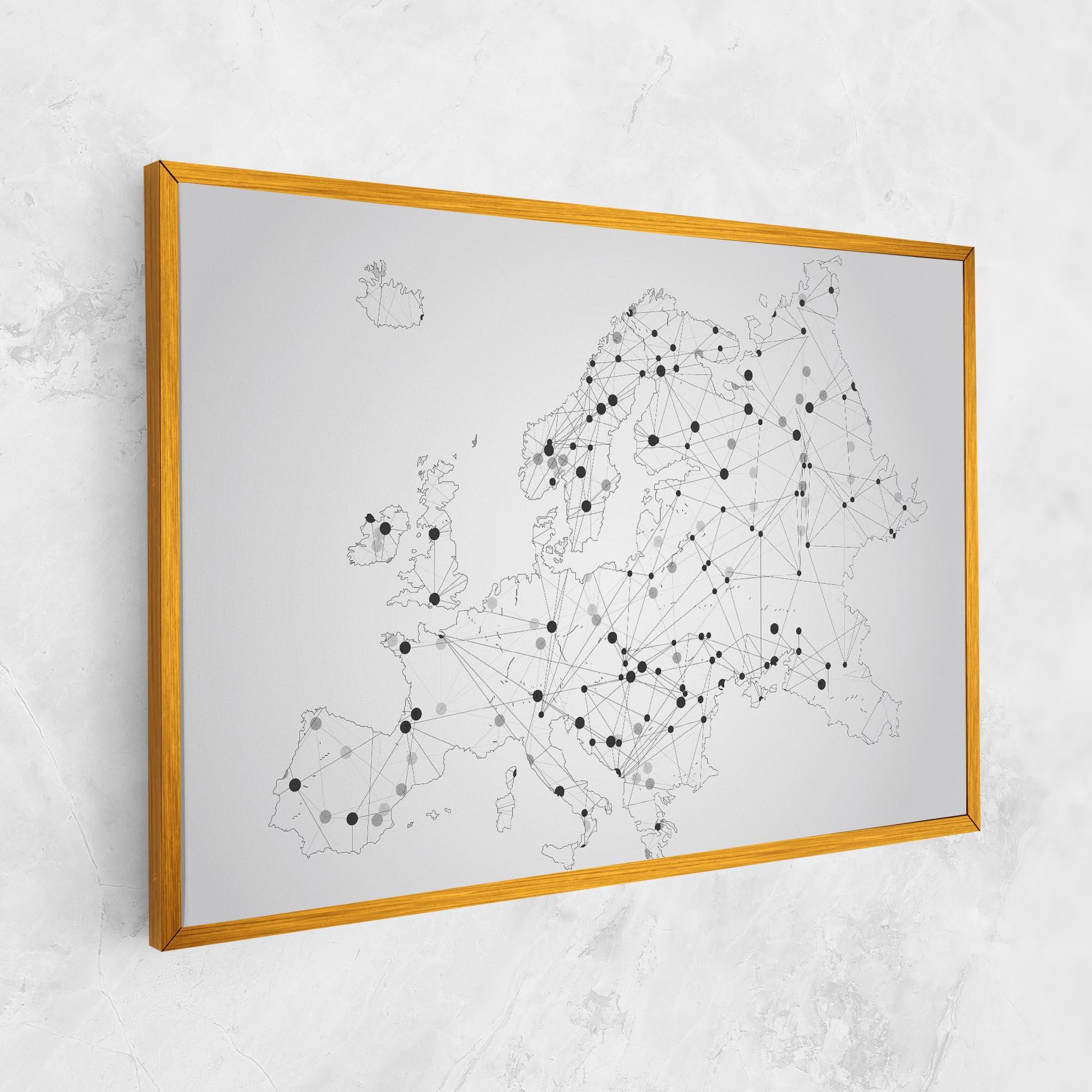 Tablou Canvas Europe Line Map mockup 1