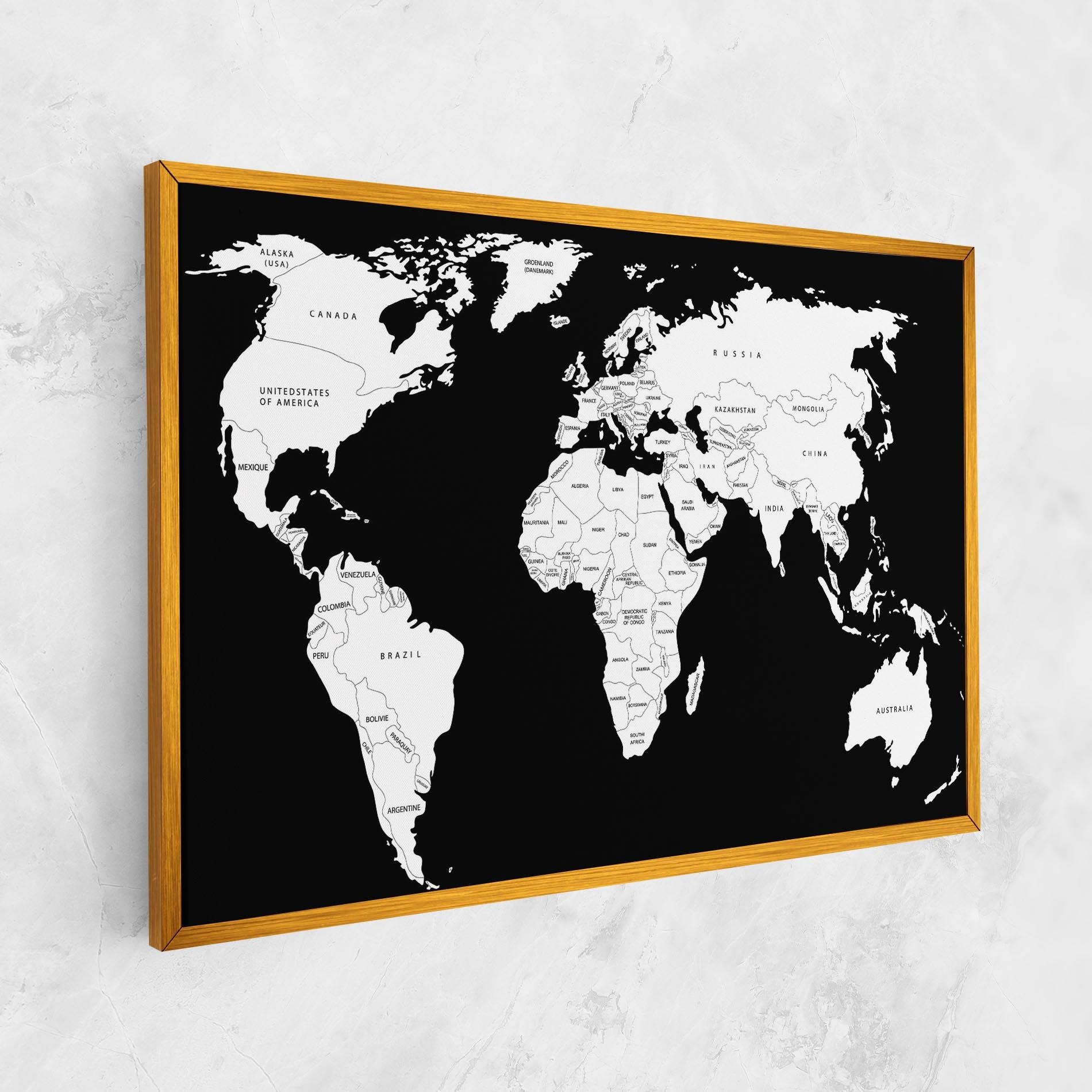 Tablou Canvas White World Map mockup 1