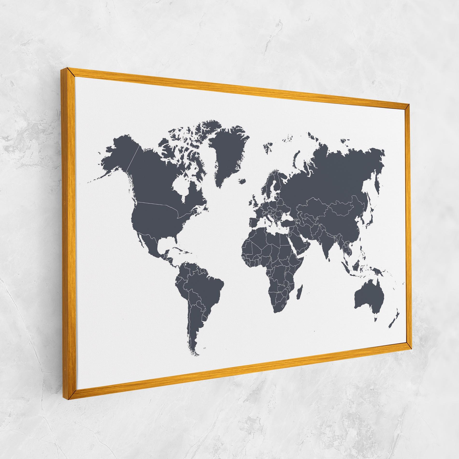 Tablou Canvas World Grey Map mockup 1