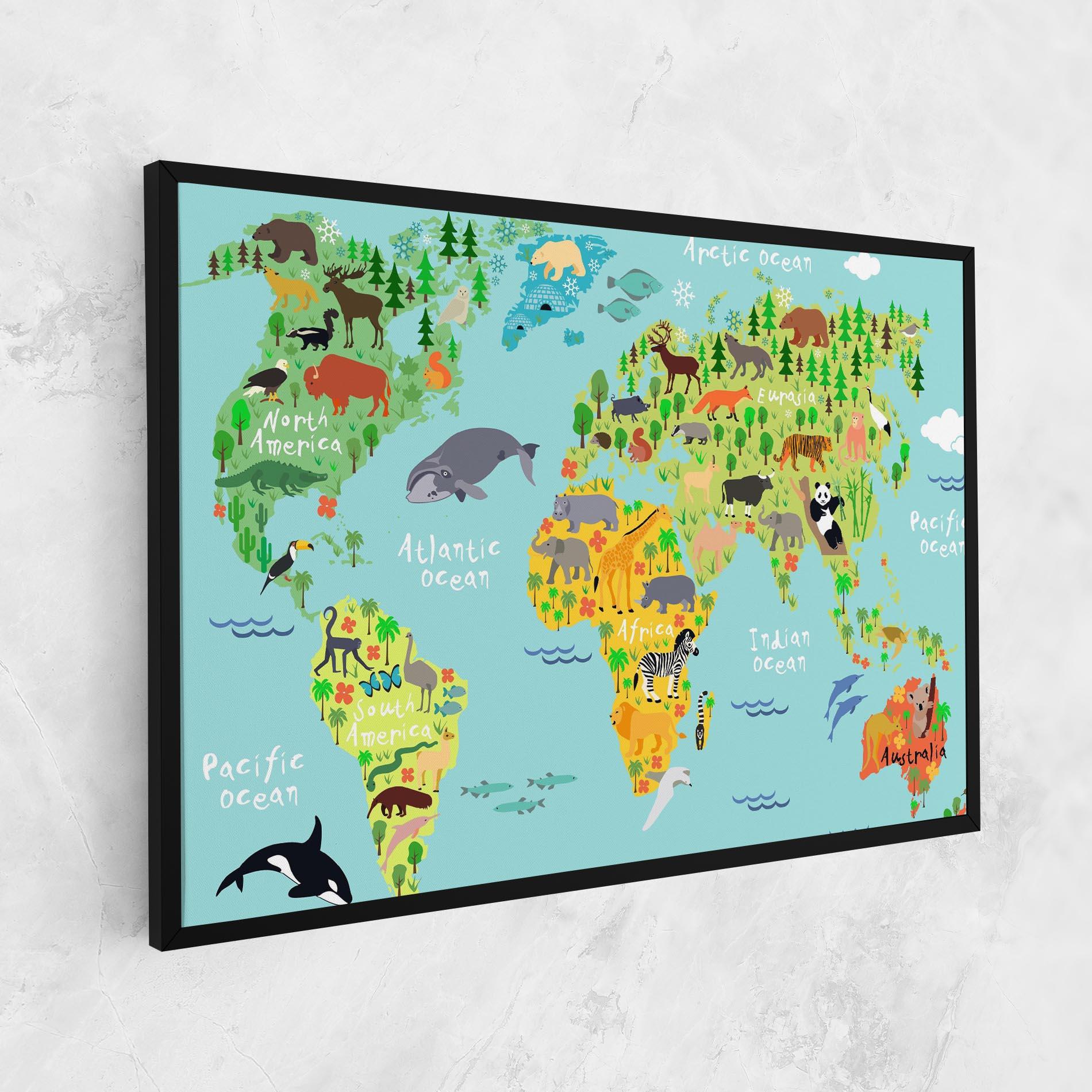 Tablou Canvas Animal World Map mockup 1