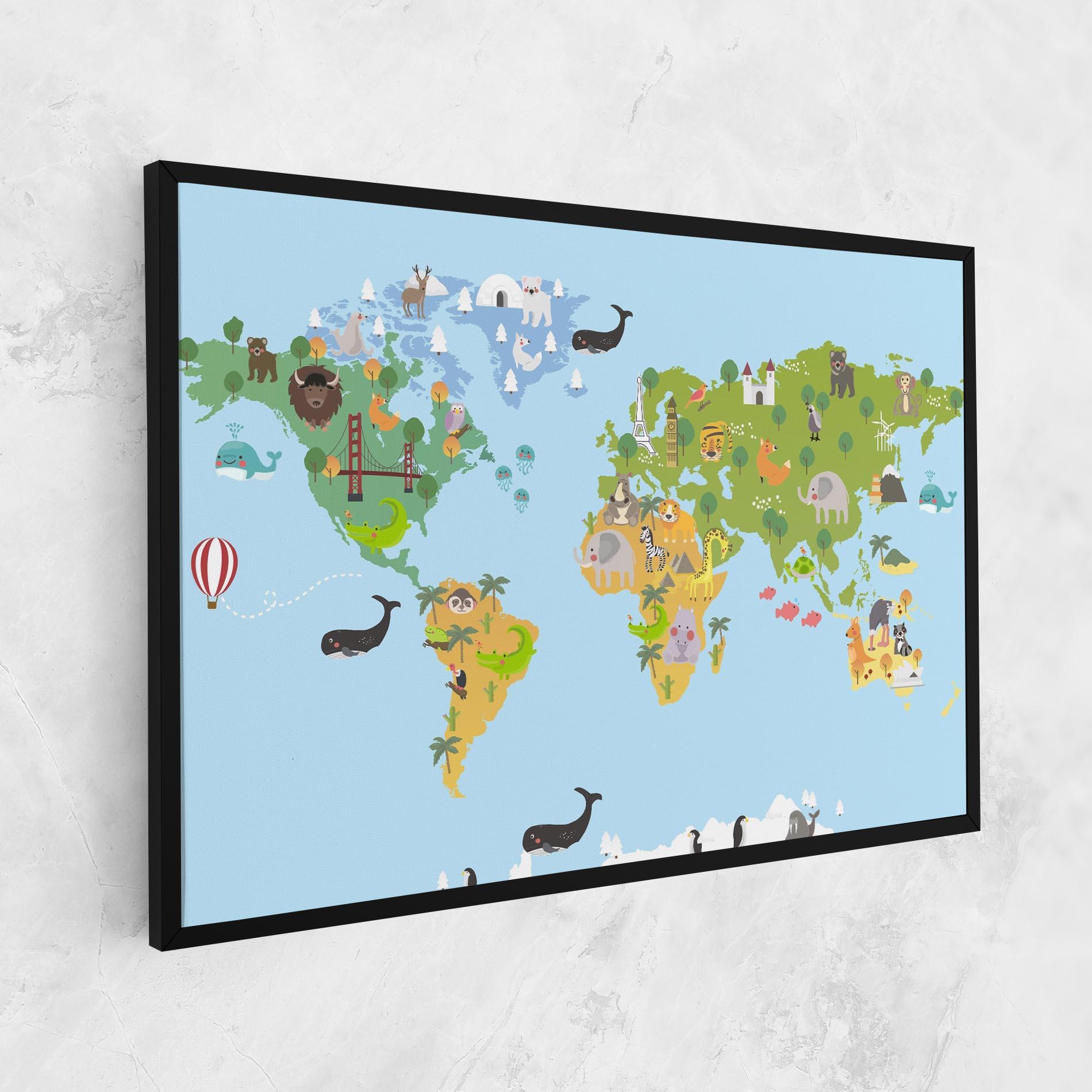Tablou Canvas Animals Cute Map mockup 1