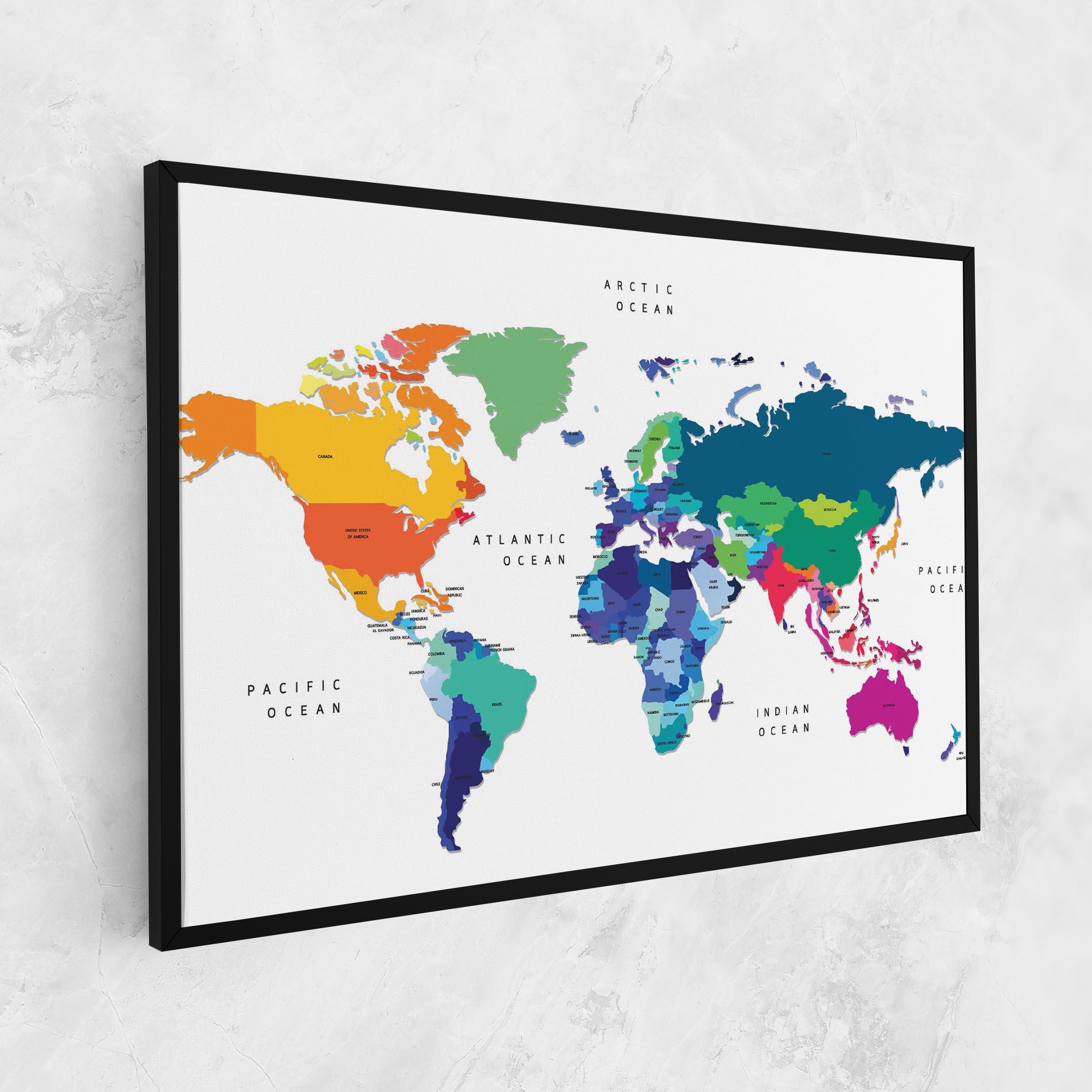 Tablou Canvas Colored Continents Map mockup 1
