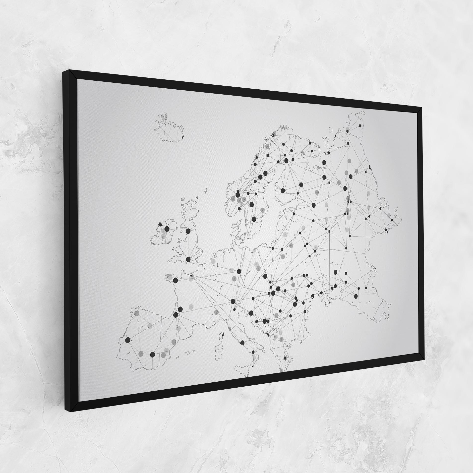 Tablou Canvas Europe Line Map mockup 1