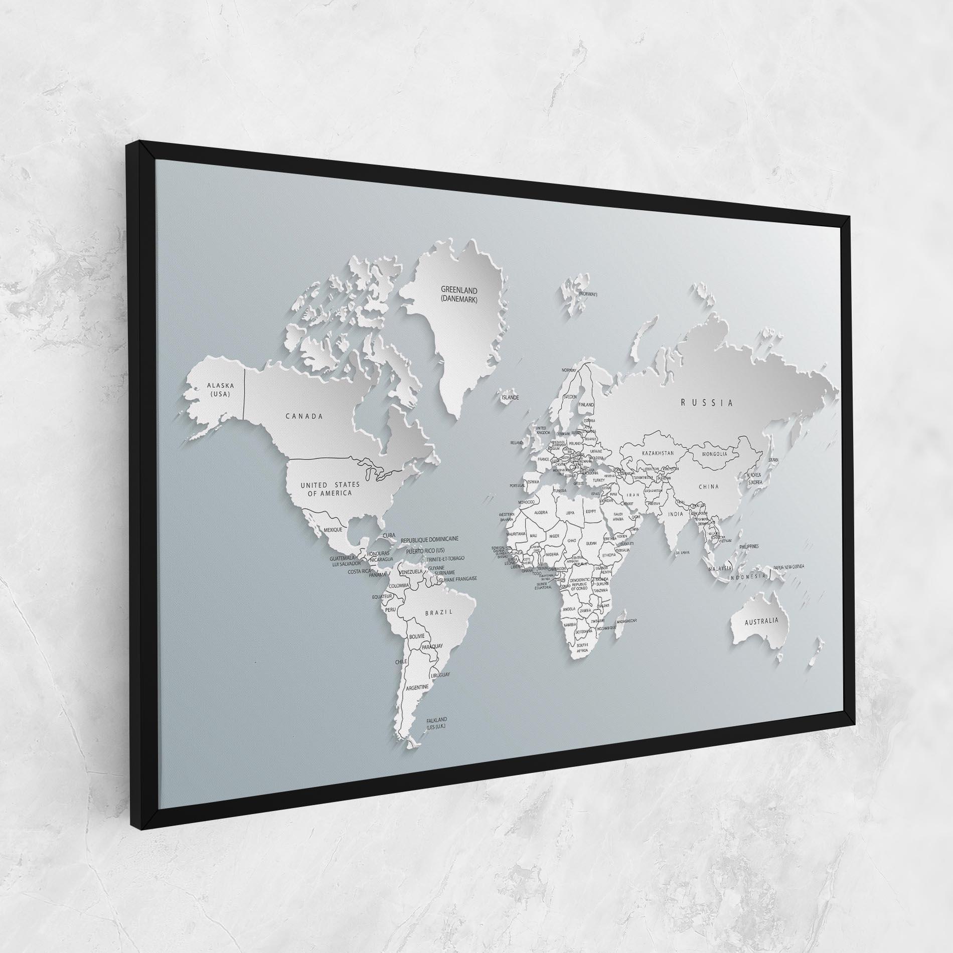 Tablou Canvas Grey White Map mockup 1
