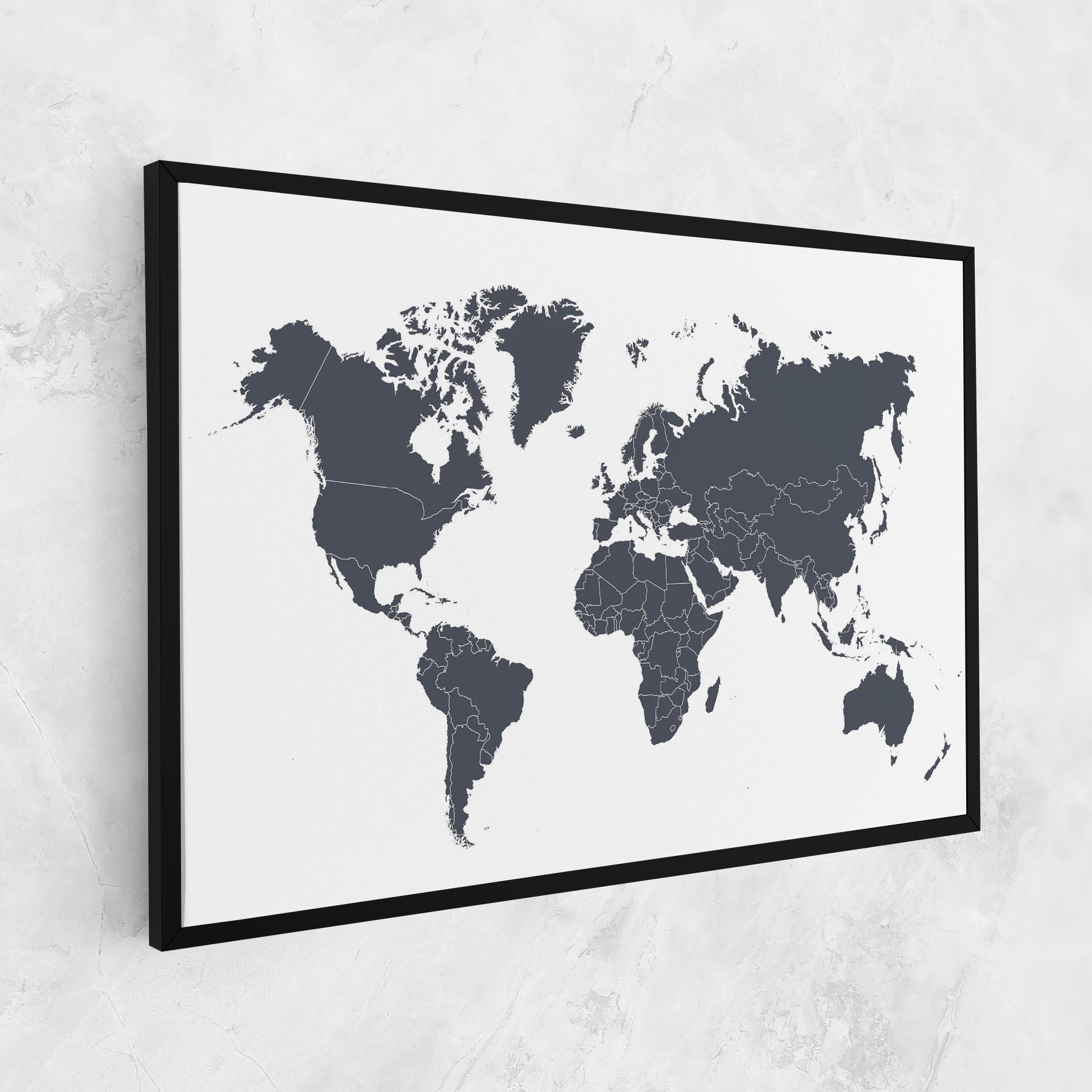 Tablou Canvas World Grey Map mockup 1