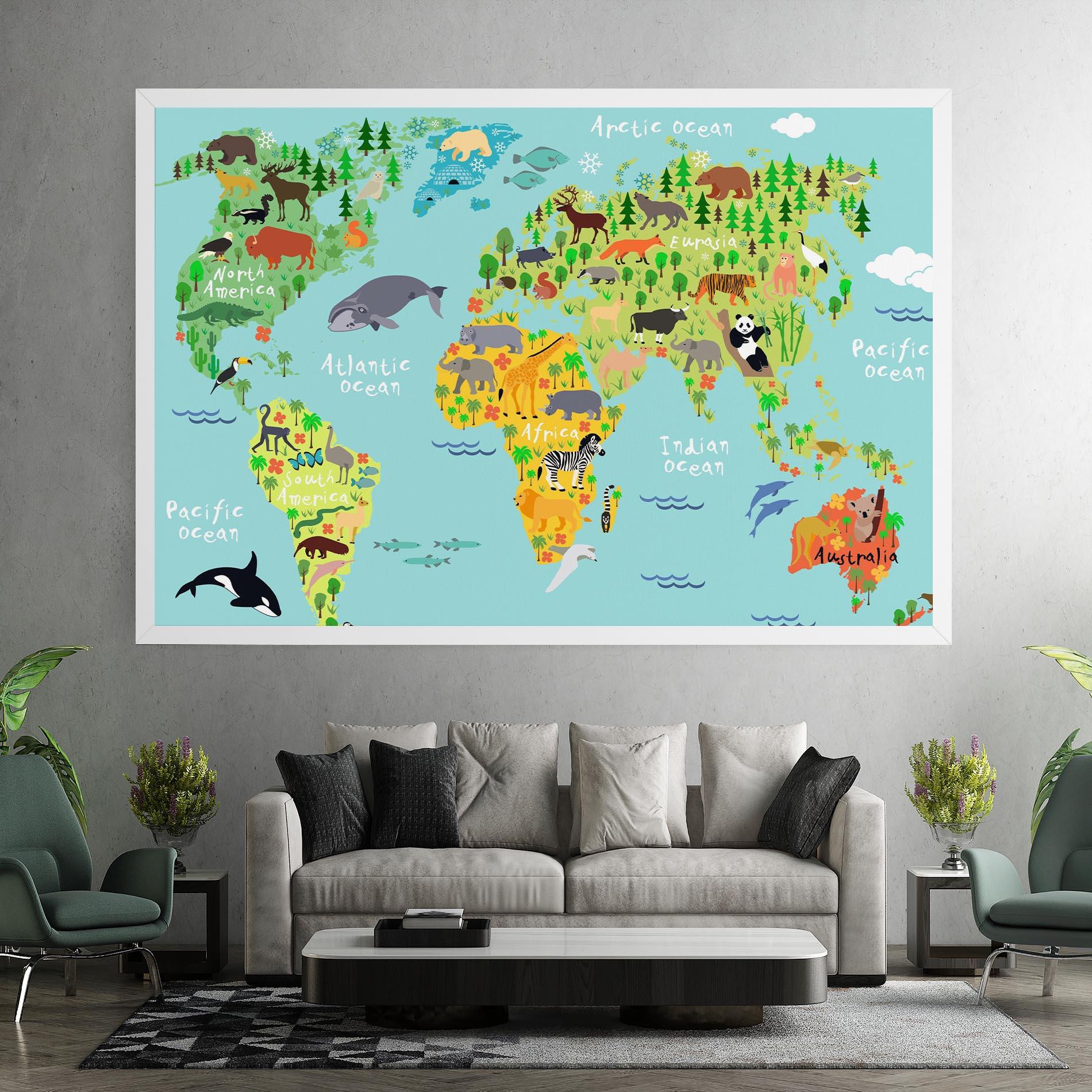 Tablou Canvas Animal World Map mockup 7