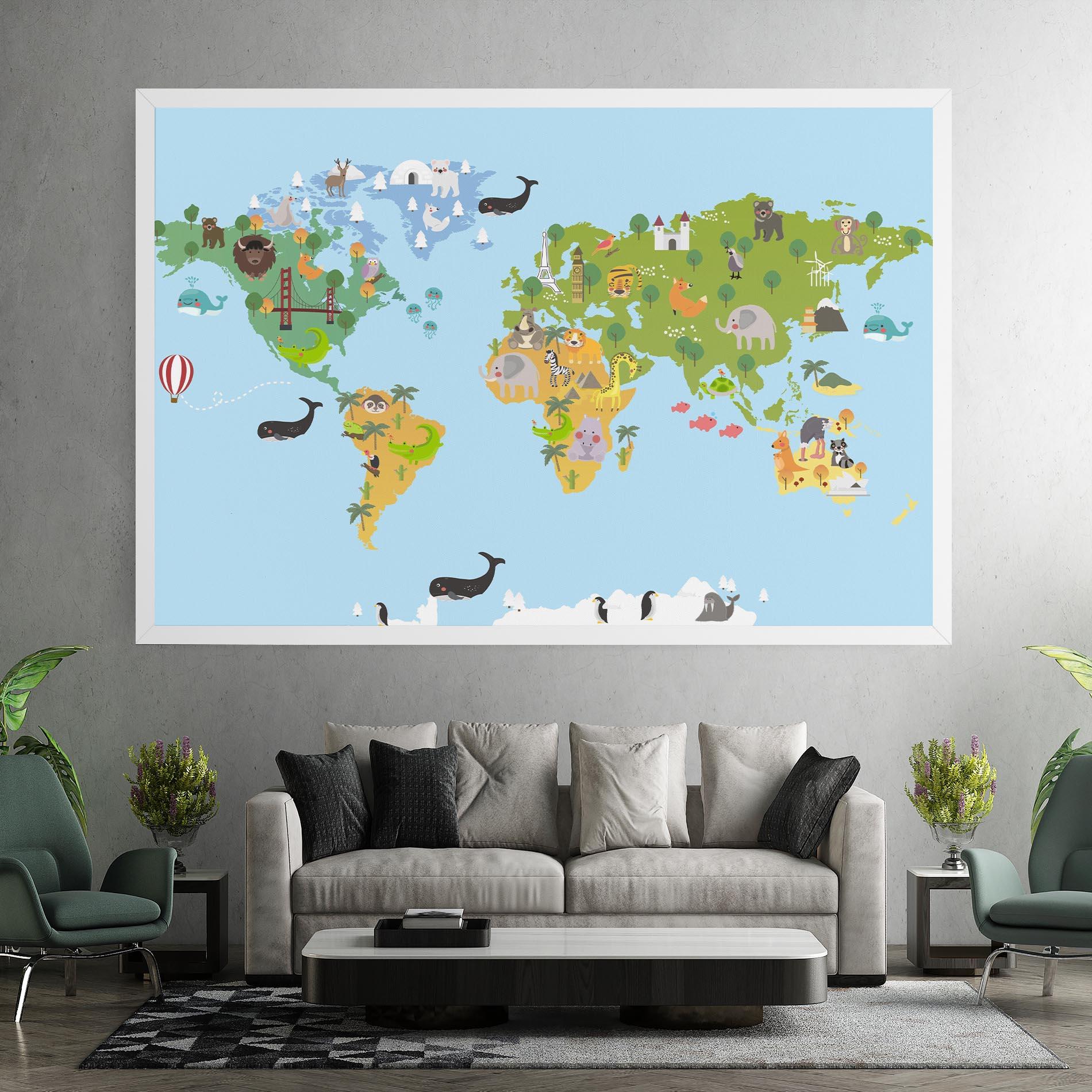 Tablou Canvas Animals Cute Map mockup 7
