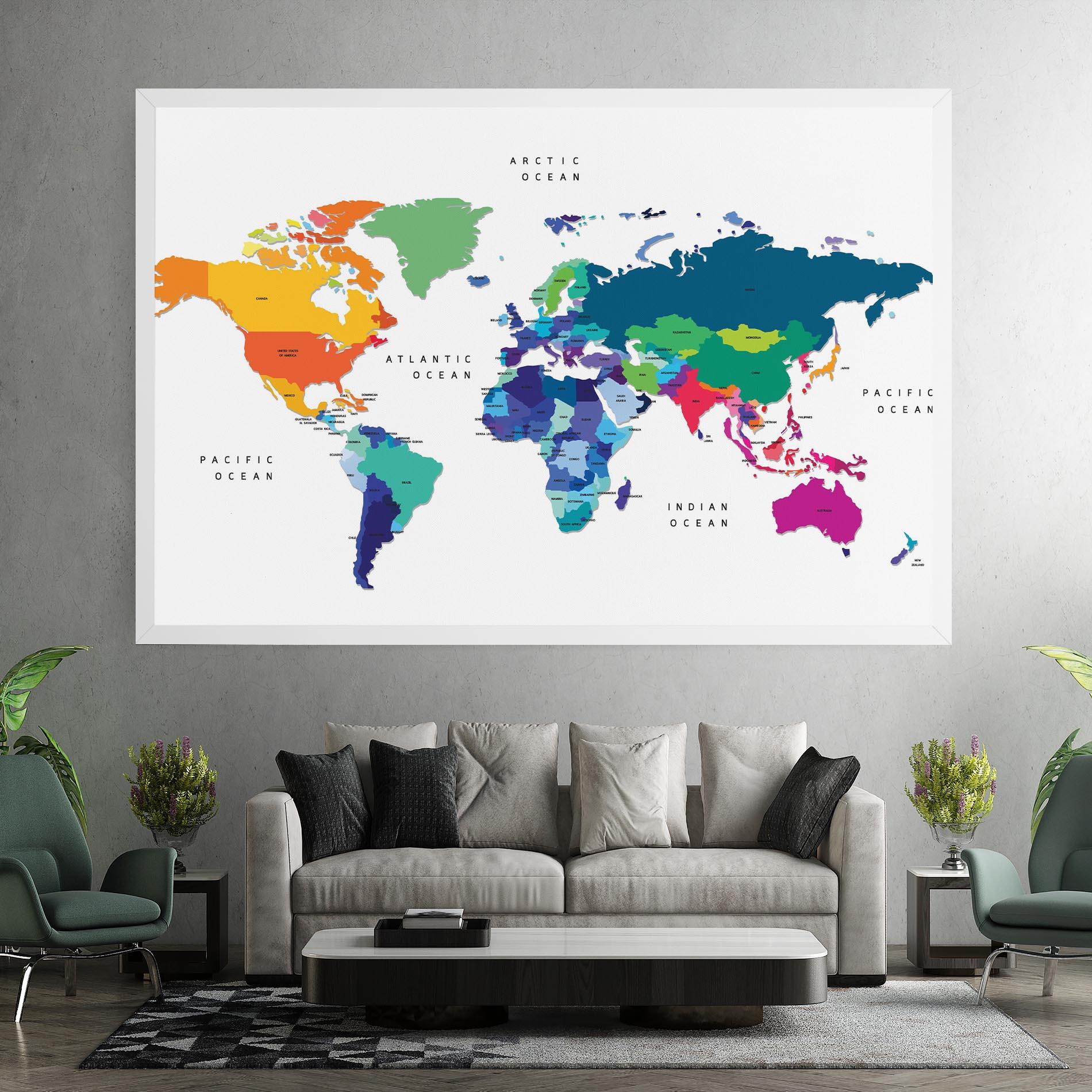 Tablou Canvas Colored Continents Map mockup 7