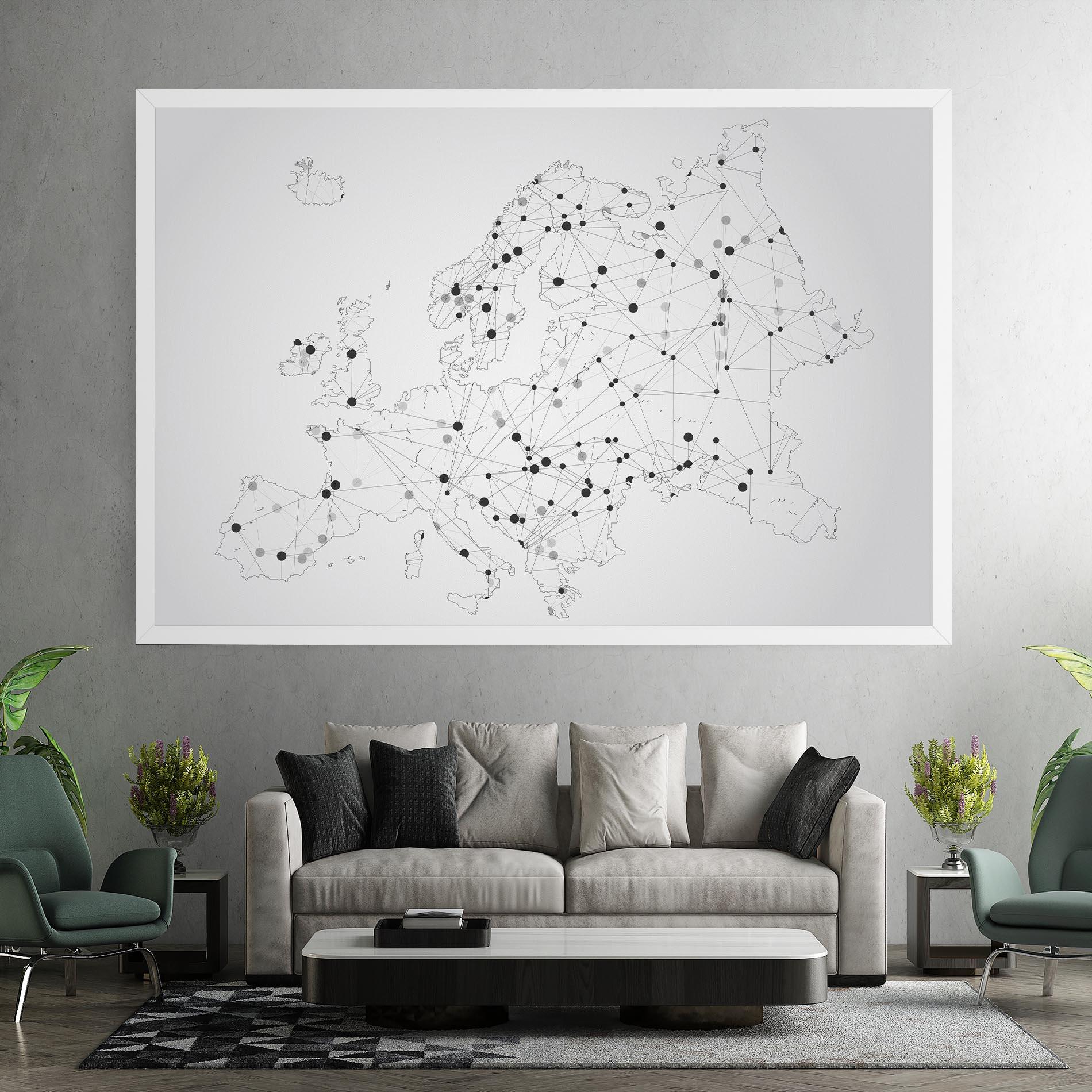 Tablou Canvas Europe Line Map mockup 7