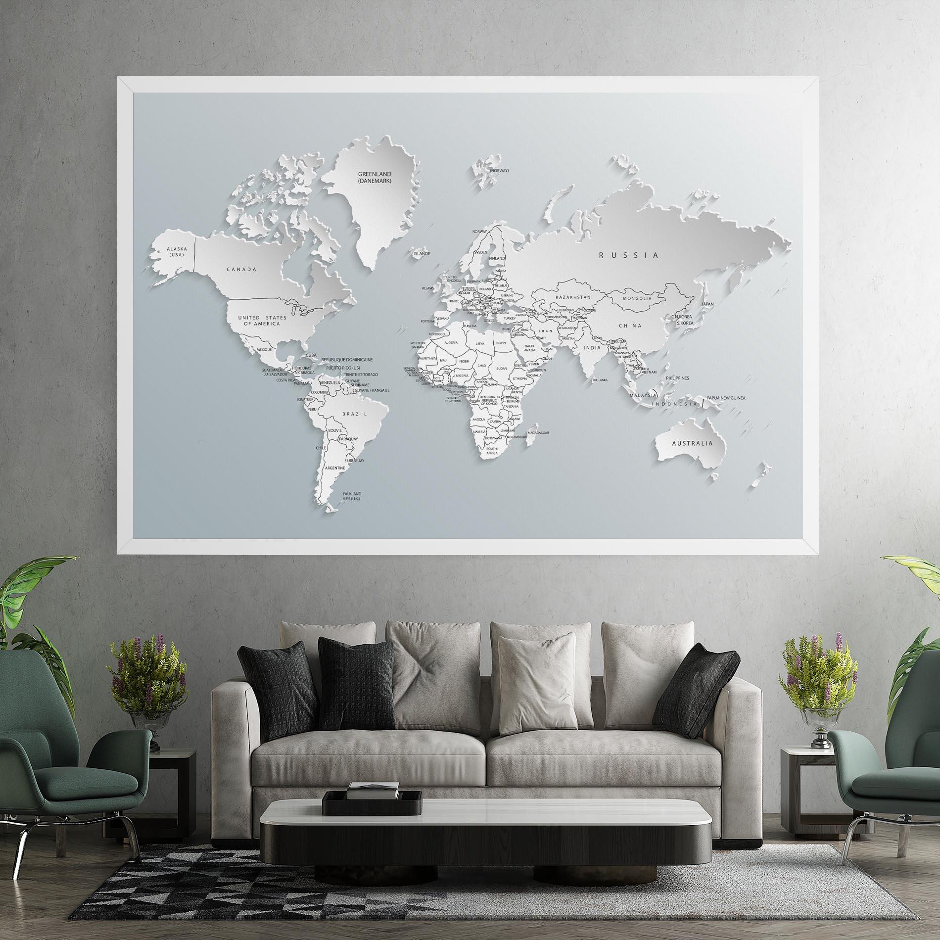 Tablou Canvas Grey White Map mockup 7