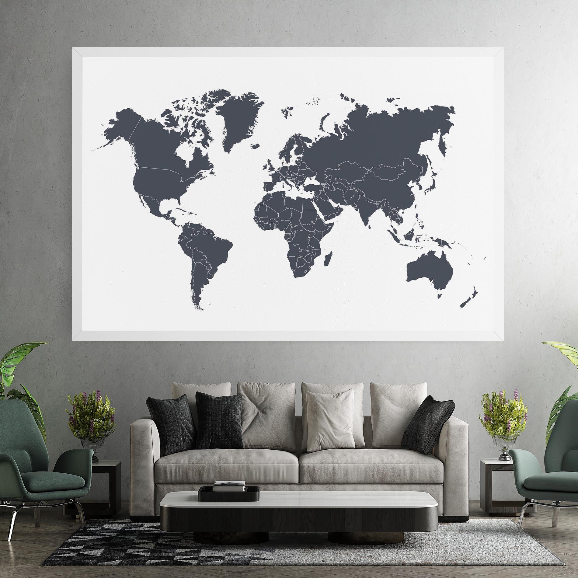 Tablou Canvas World Grey Map mockup 7