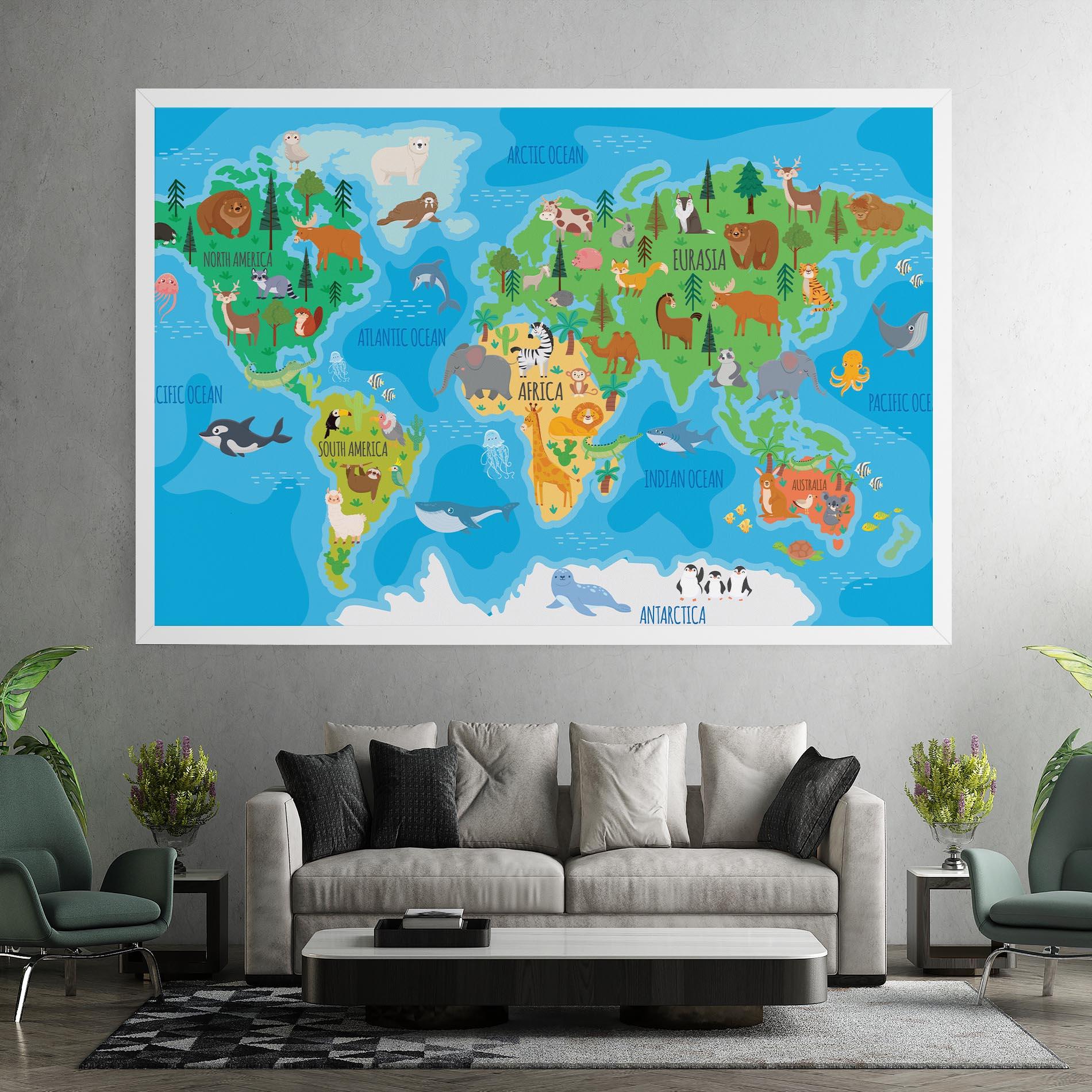 Tablou Canvas Worldwide Kids Map mockup 7